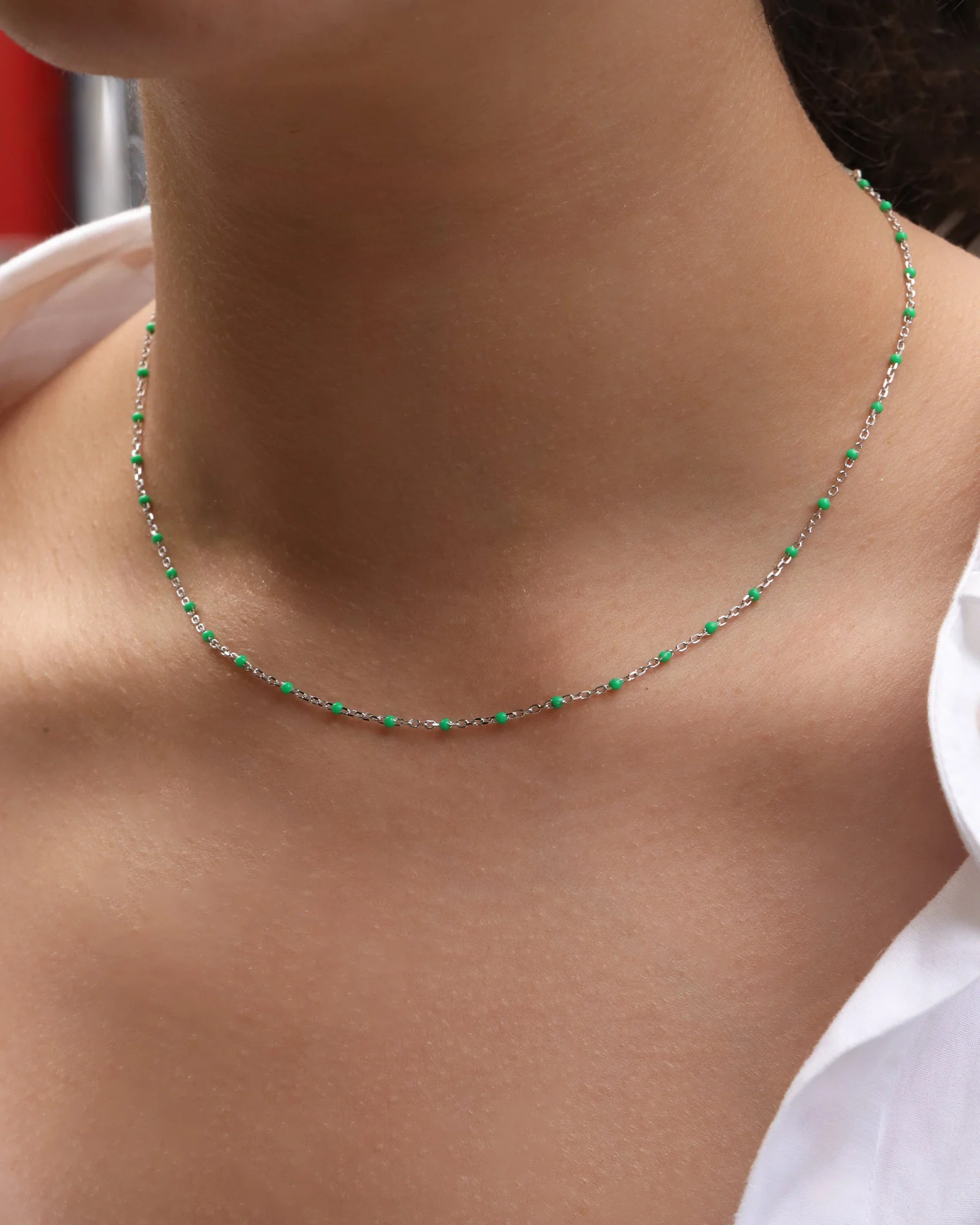 Enamel Beaded Chain Necklace - Image 2