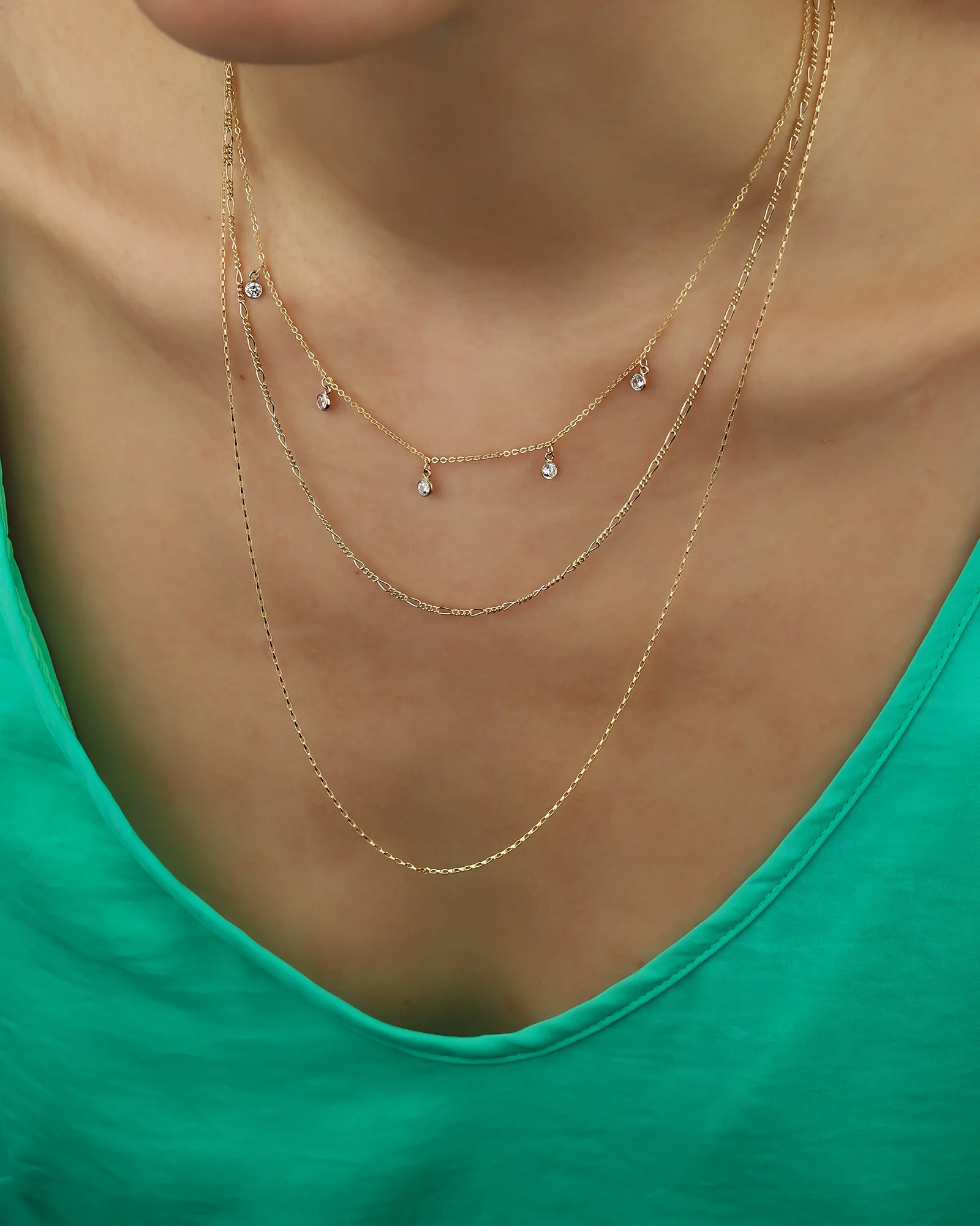 Five Stationed CZ Drop Necklace - Image 3