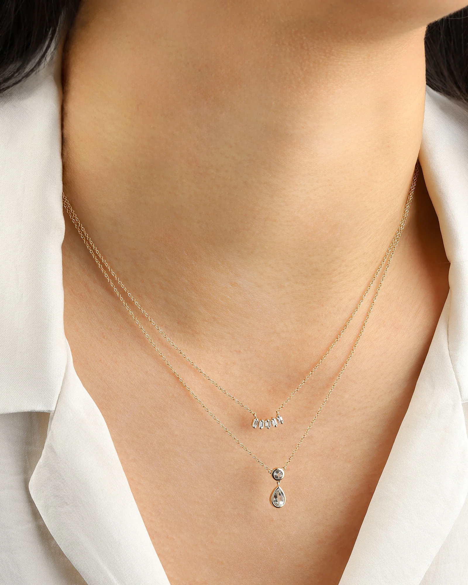 Five Baguette Diamond Necklace - Image 2