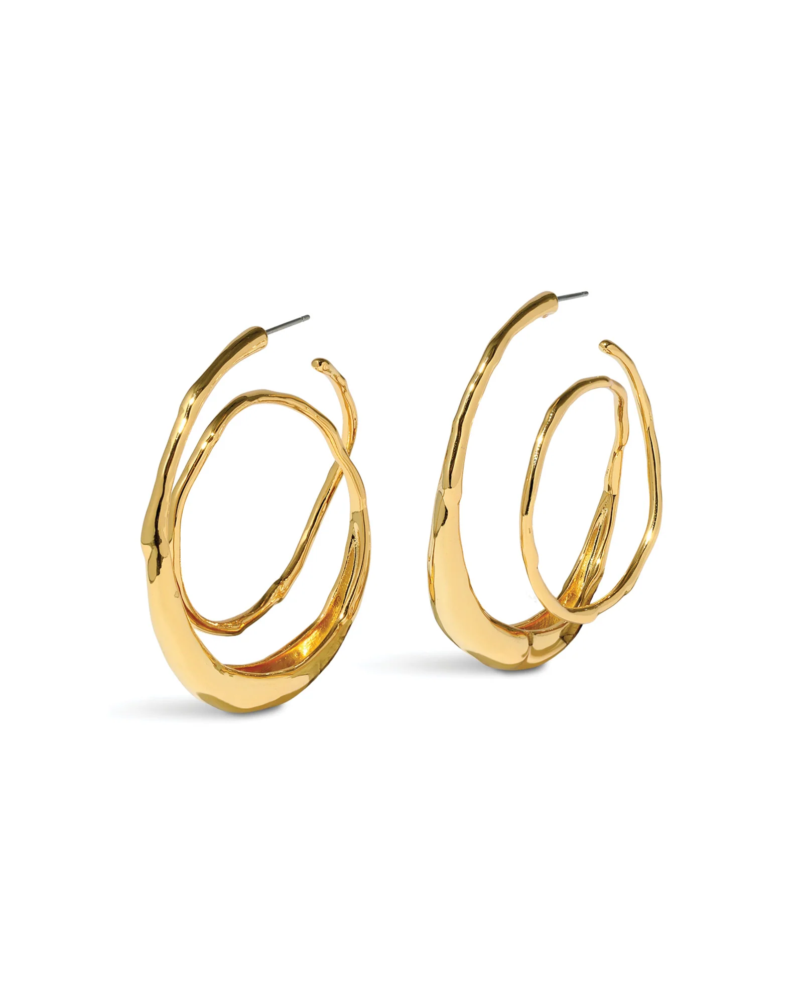 Molten Gold Spiral Hoop Earrings | Large