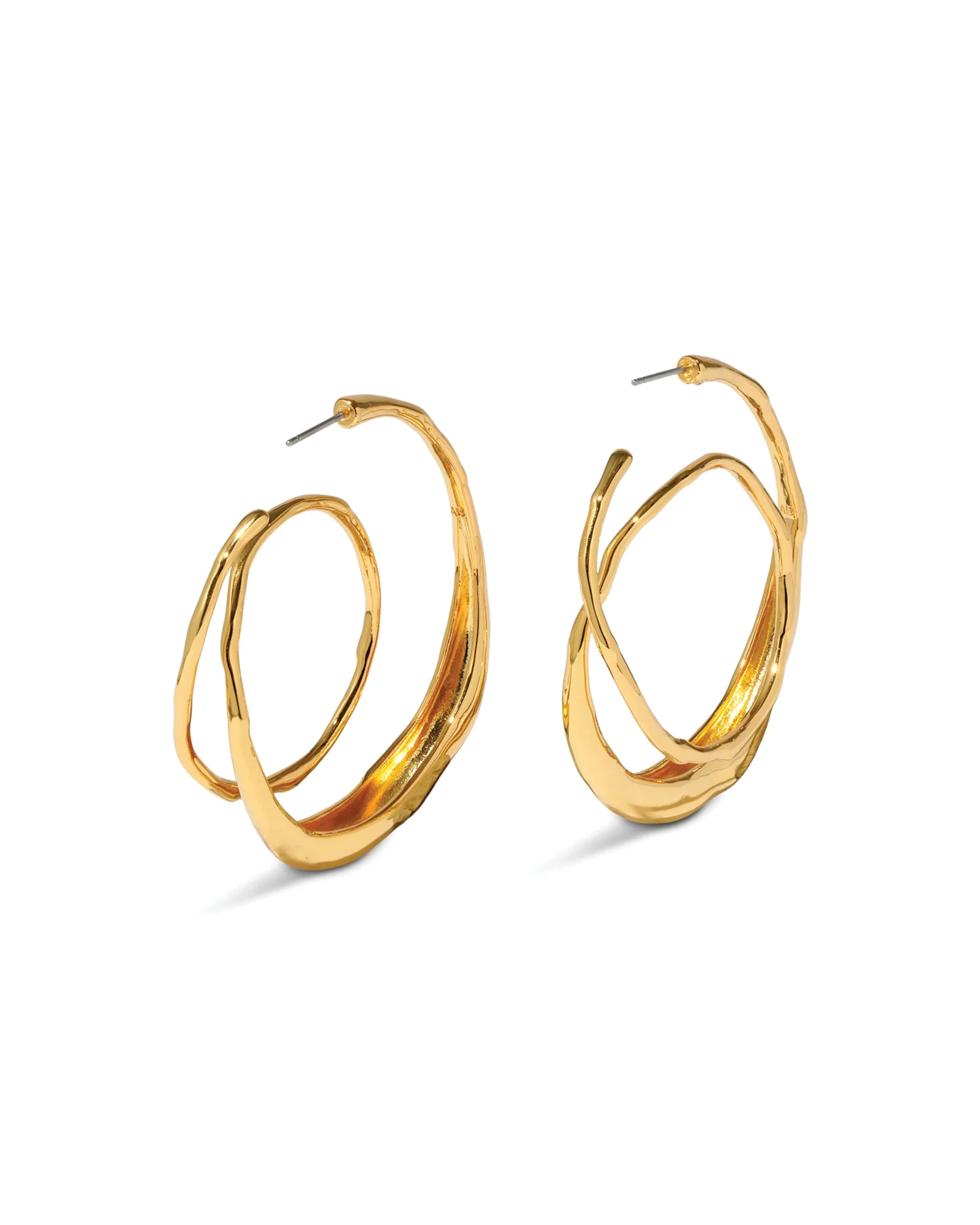 Molten Gold Spiral Hoop Earrings | Large - Image 3