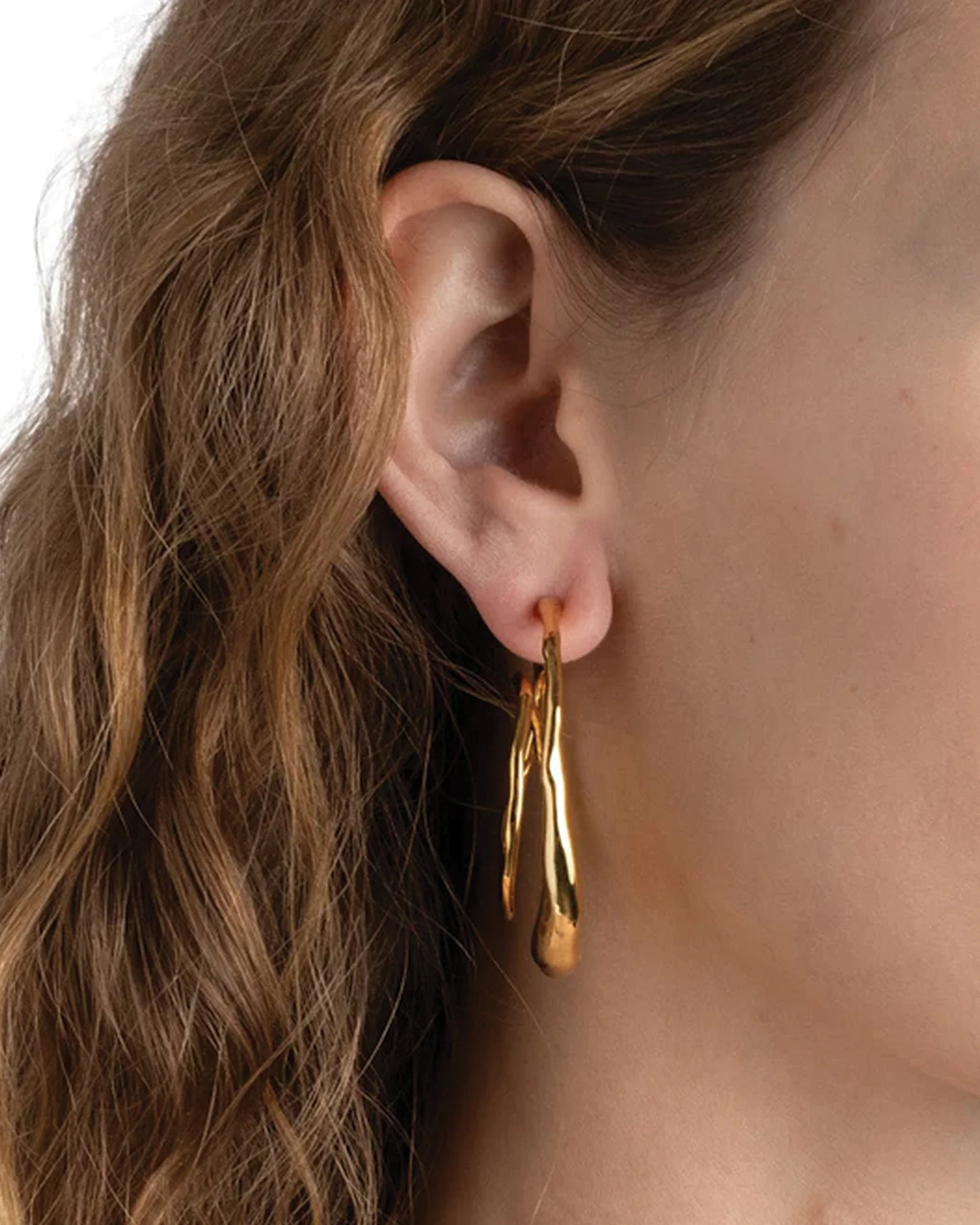 Molten Gold Spiral Hoop Earrings | Large - Image 4