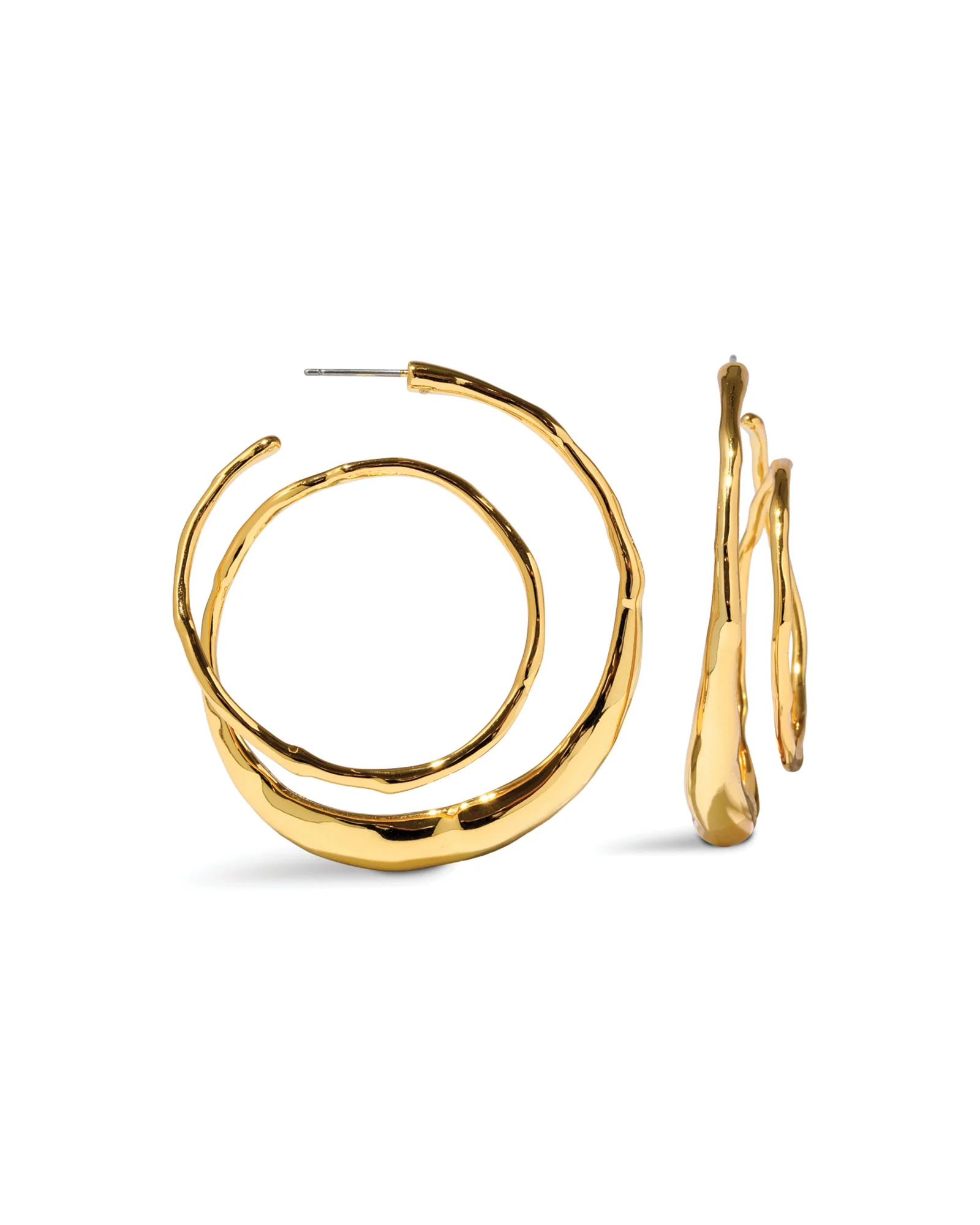 Molten Gold Spiral Hoop Earrings | Large - Image 5