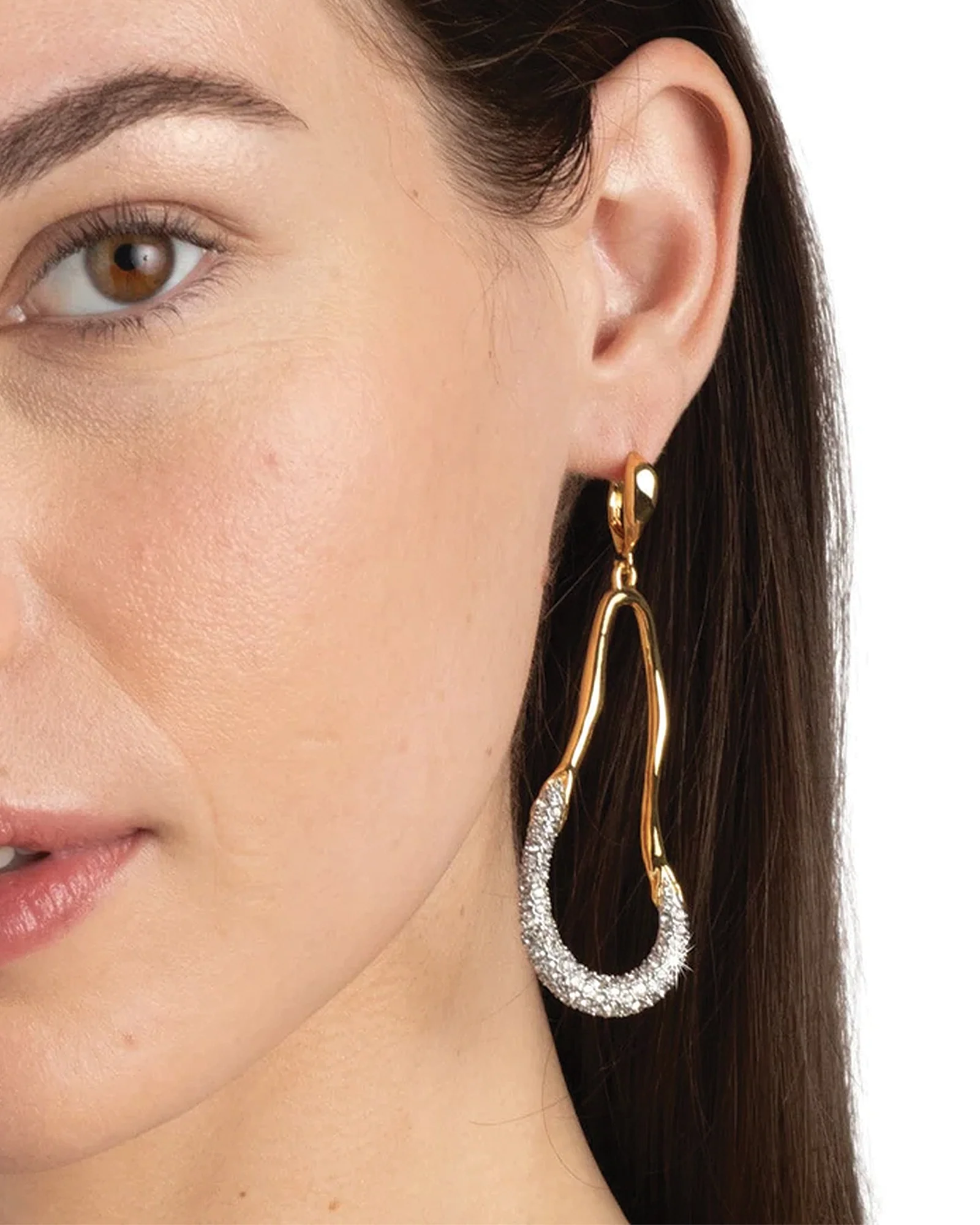 Solanales Crystal Curve Leverback Drop Earrings - Image 2