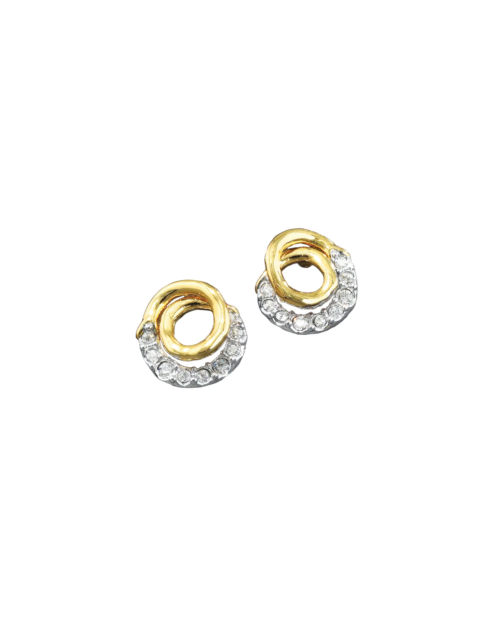 Solanales Gold Crystal Spiral Stud Earrings