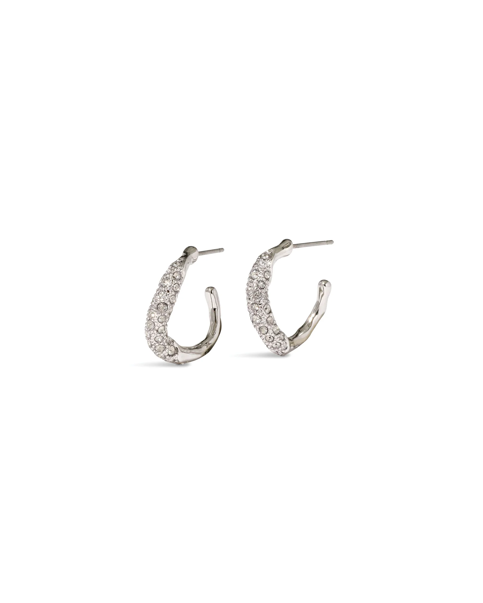 Solanales Silver Crystal Twist Mini Hoop Earrings