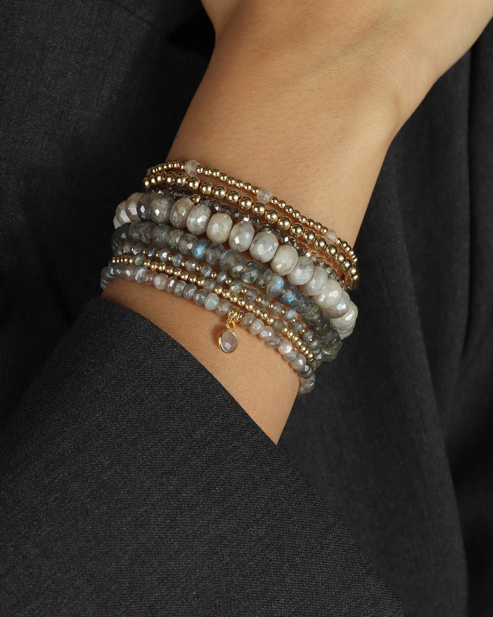 Beaded 7 Stone Bracelet | 2.5mm - Image 2