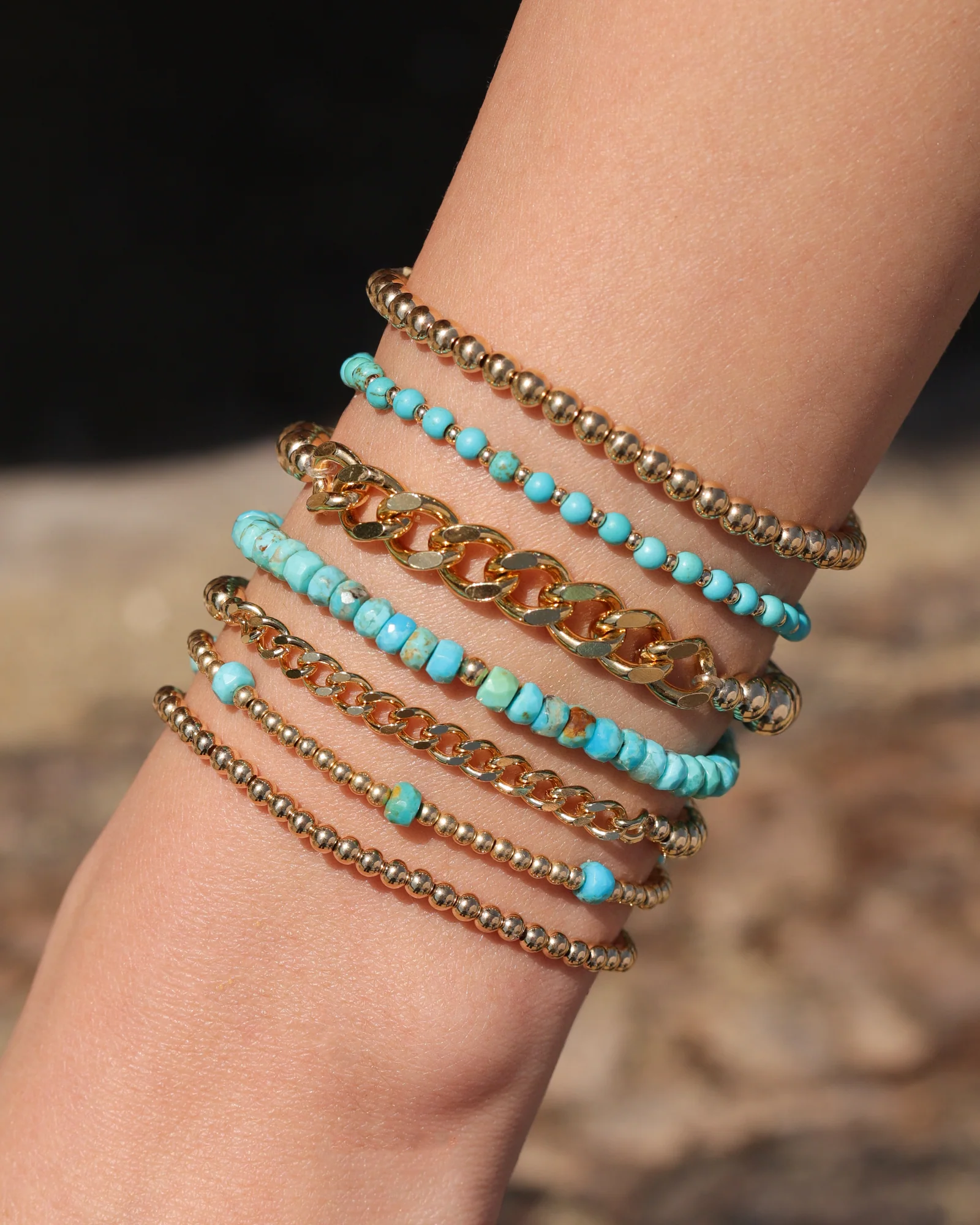 Beaded 7 Stone Bracelet | 2.5mm - Image 2