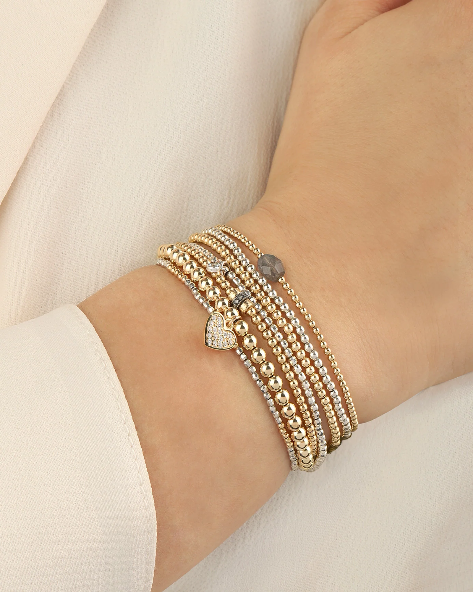 Two Tone Beaded Mirror Bracelet | 2mm - Image 2