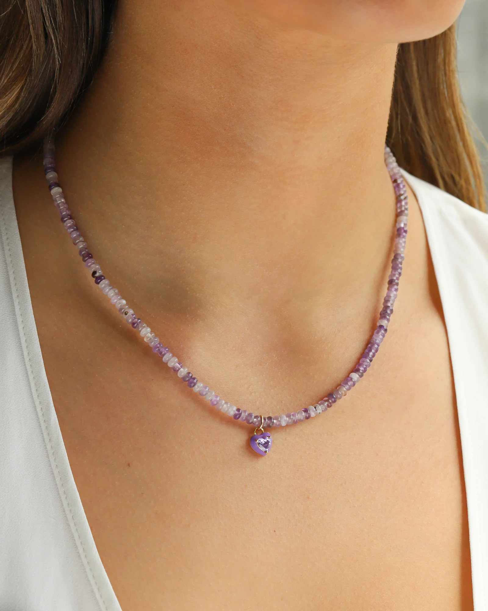 Heart Charm Beaded Necklace - Image 2