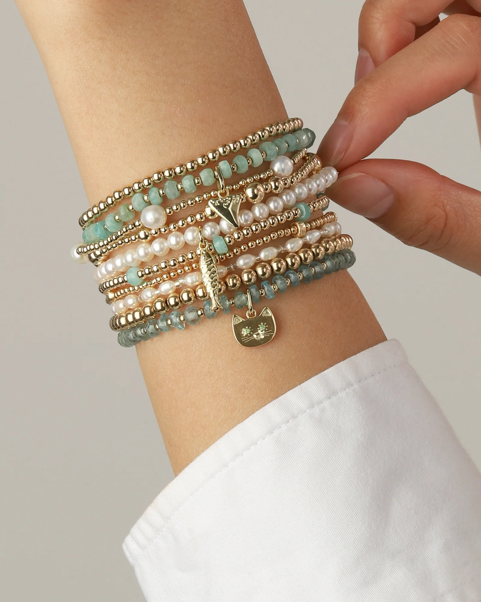 Cat Charm Beaded Bracelet - Image 2