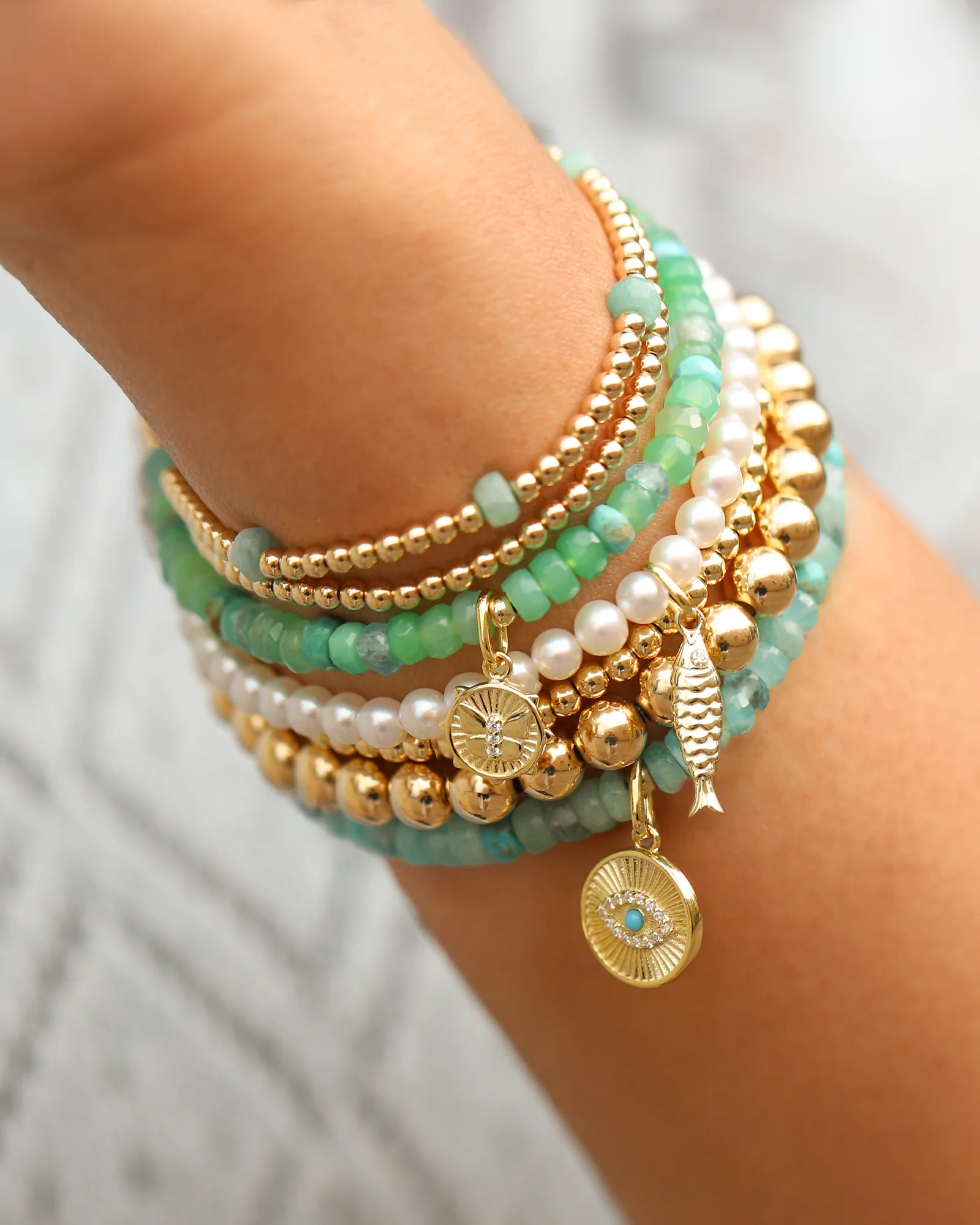 Evil Eye Charm Beaded Bracelet - Image 3