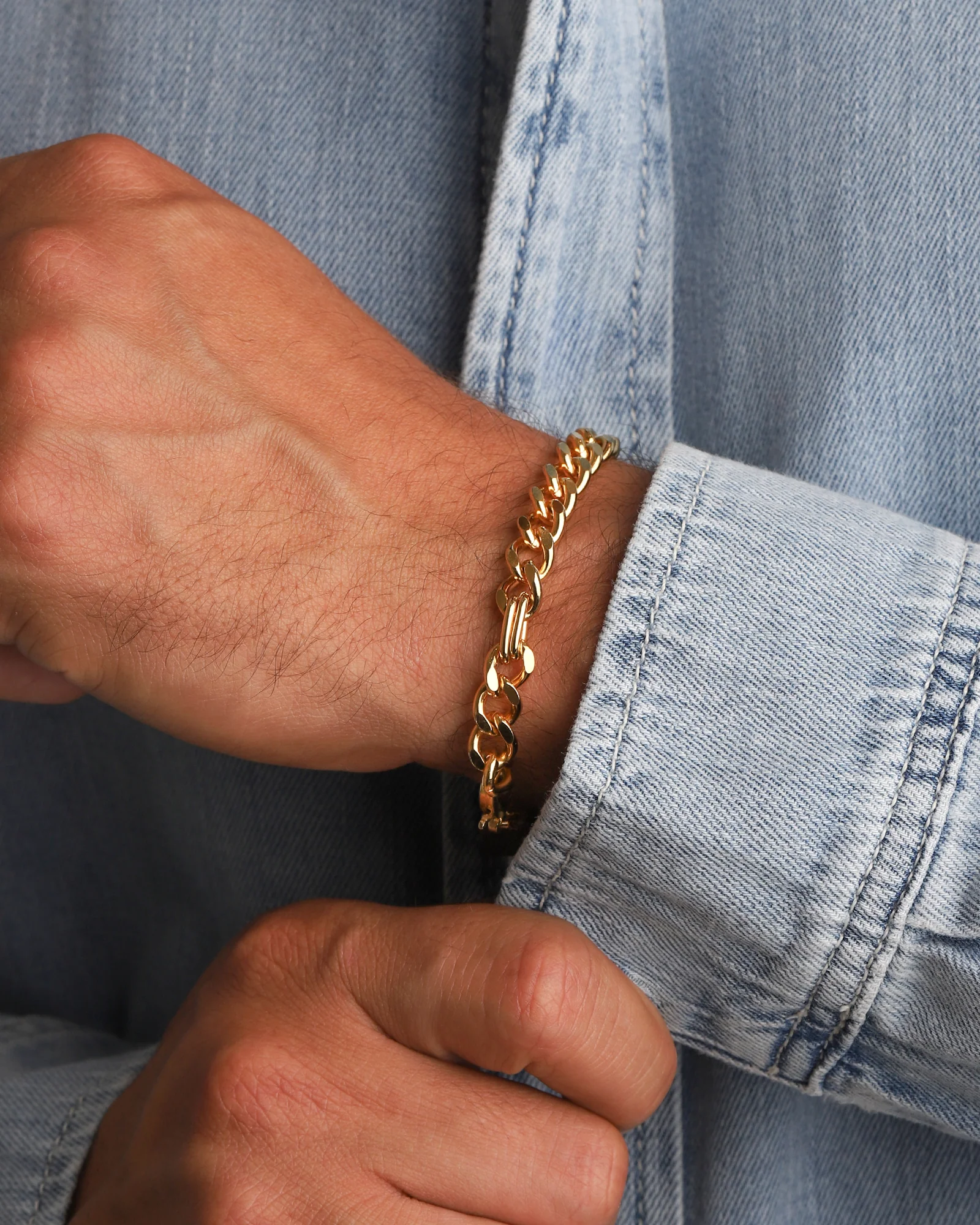 Diamond Cut Flat Curb Chain Bracelet | 8mm - Image 2