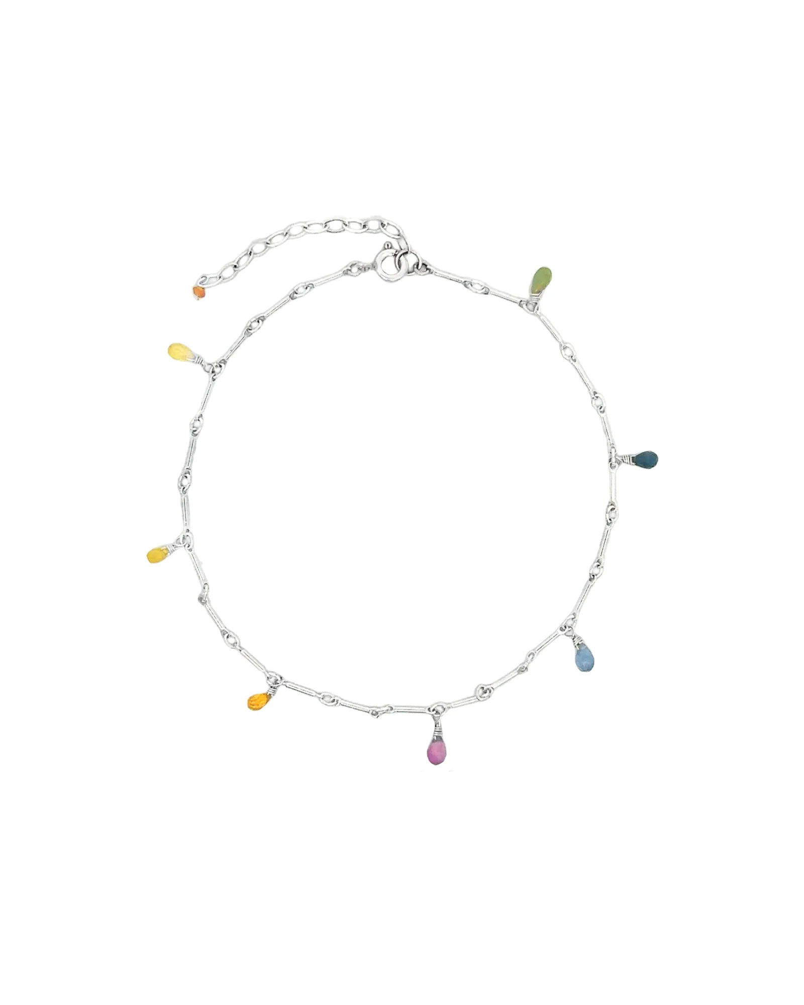 Mixed Teardrop Stone Chain Anklet