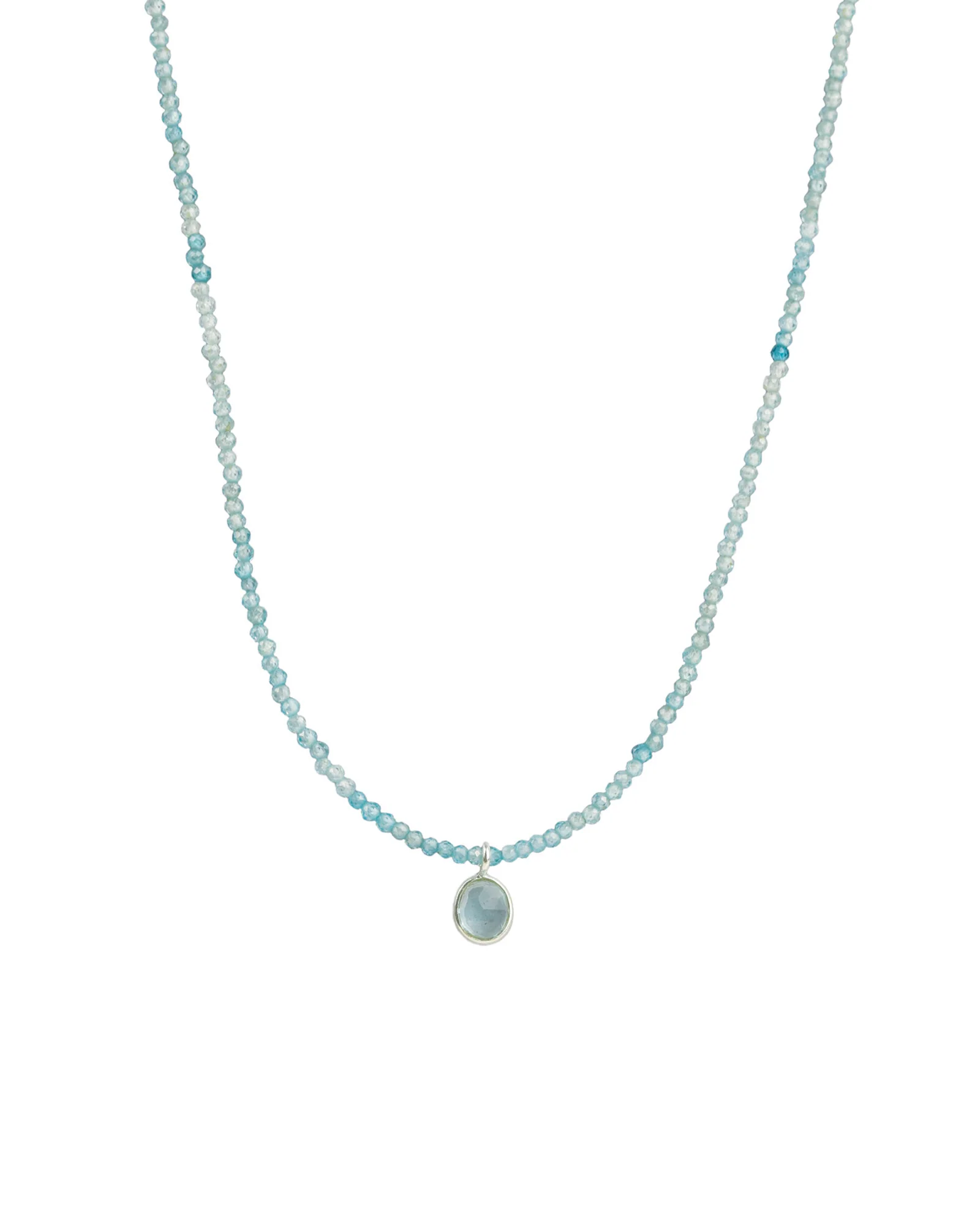 Blue Zircon & Aquamarine Charm Beaded Necklace