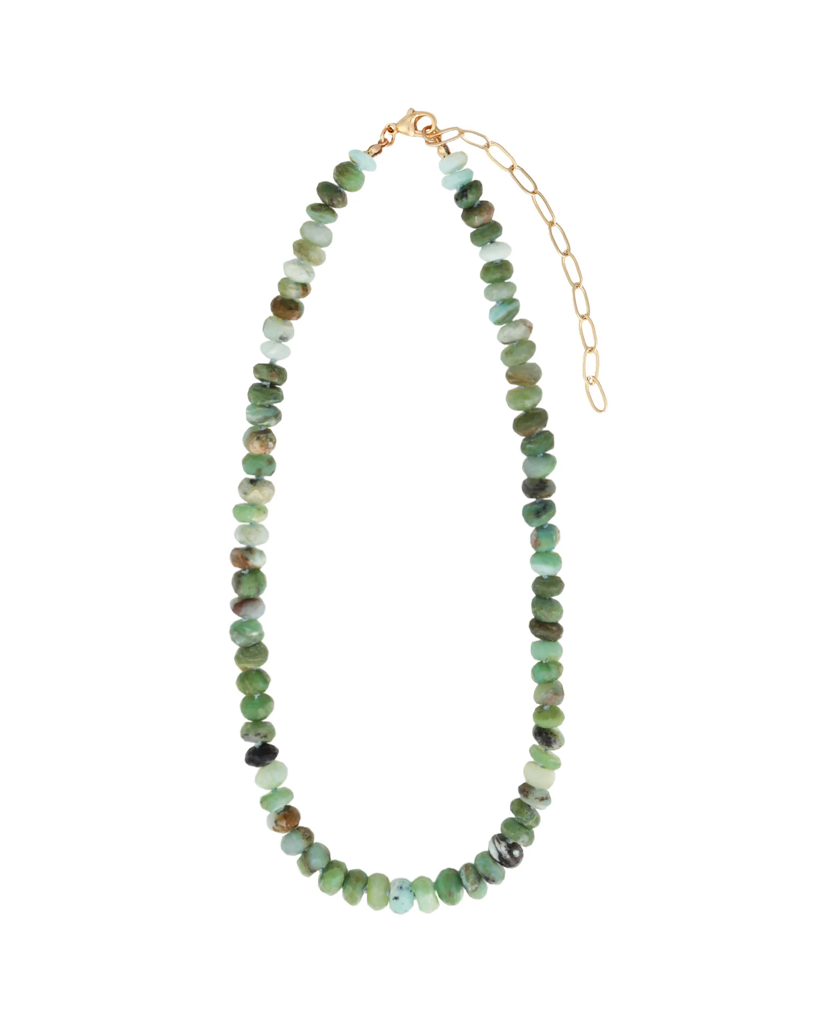 Faceted Chrysoprase Rondelle Beaded Necklace | 8.5mm - Image 3