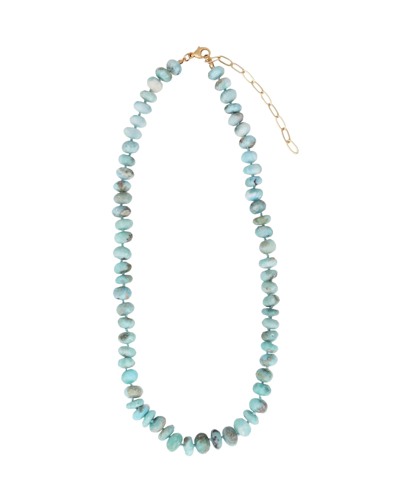 Faceted Larimar Rondelle Beaded Necklace | 10mm - Image 3