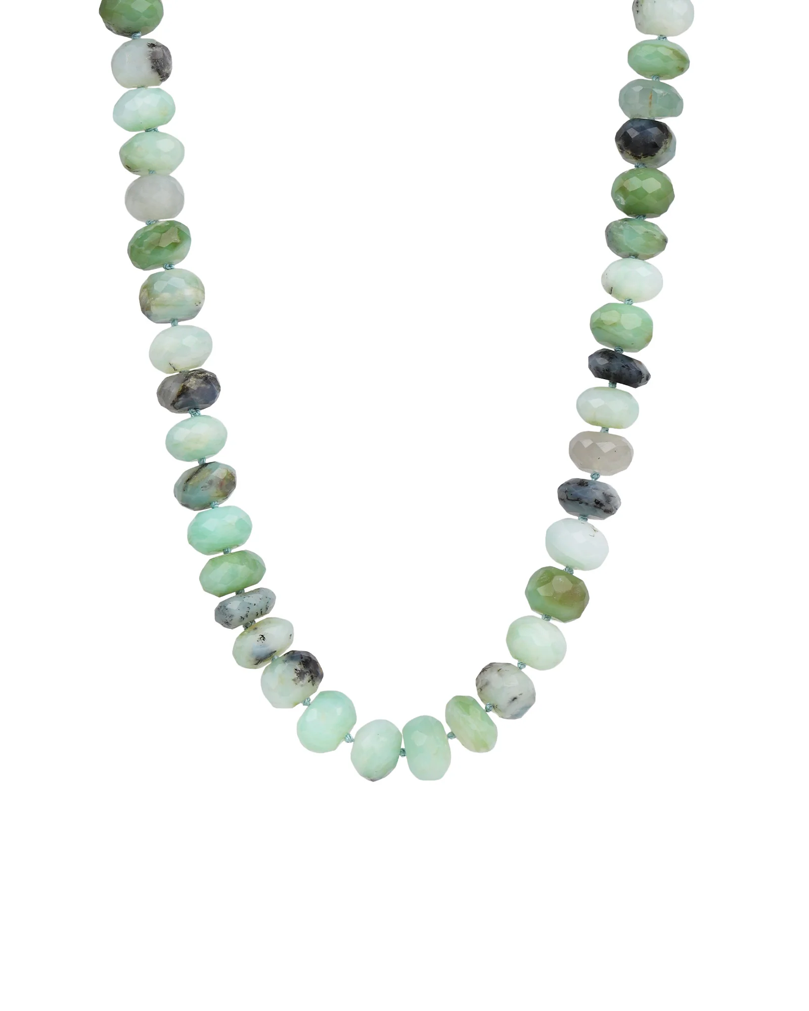 Faceted Peruvian Opal Rondelle Beaded Necklace | 10.5mm
