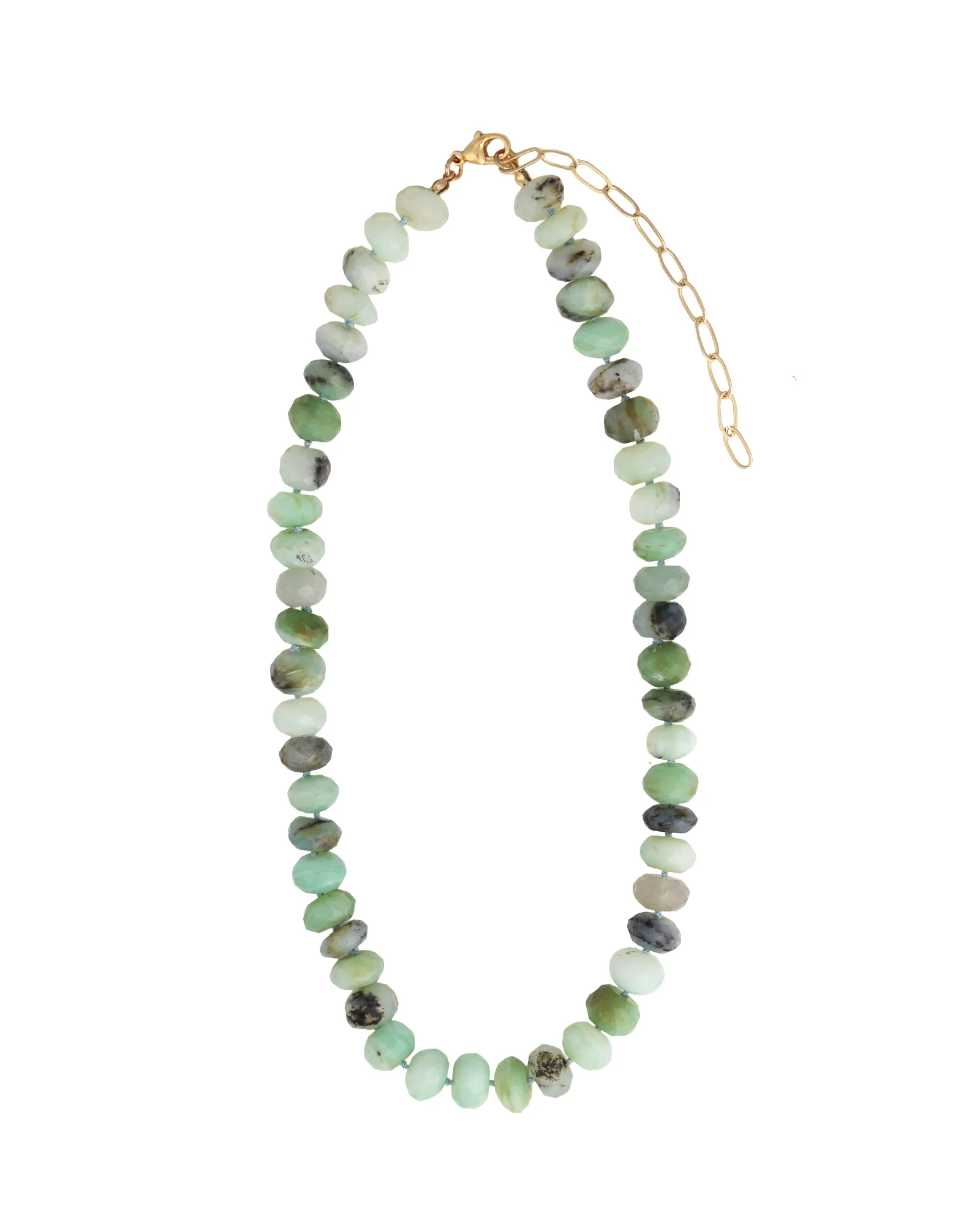 Faceted Peruvian Opal Rondelle Beaded Necklace | 10.5mm - Image 3