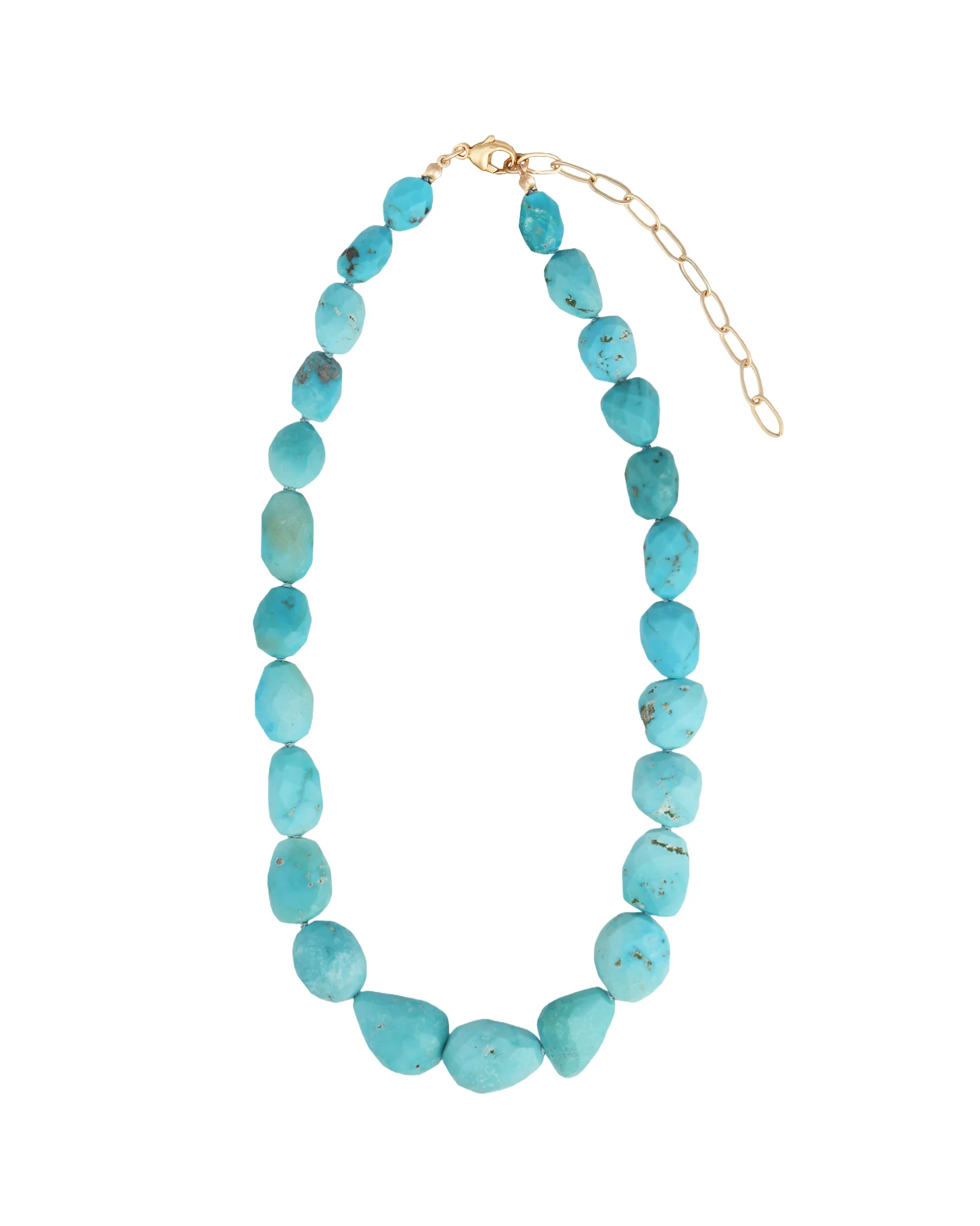 Faceted Sleeping Beauty Turquoise Nugget Beaded Necklace - Image 3