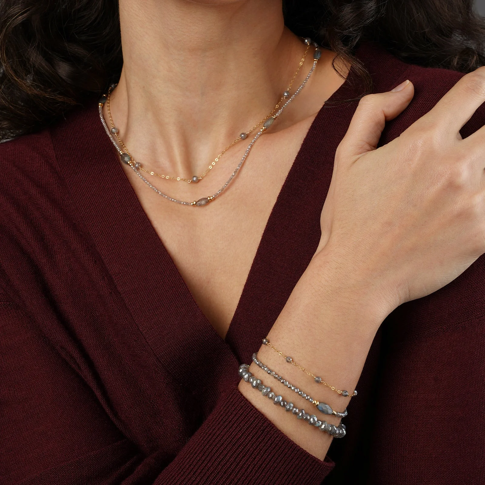 Mixed Labradorite Faceted Bracelet - Image 2
