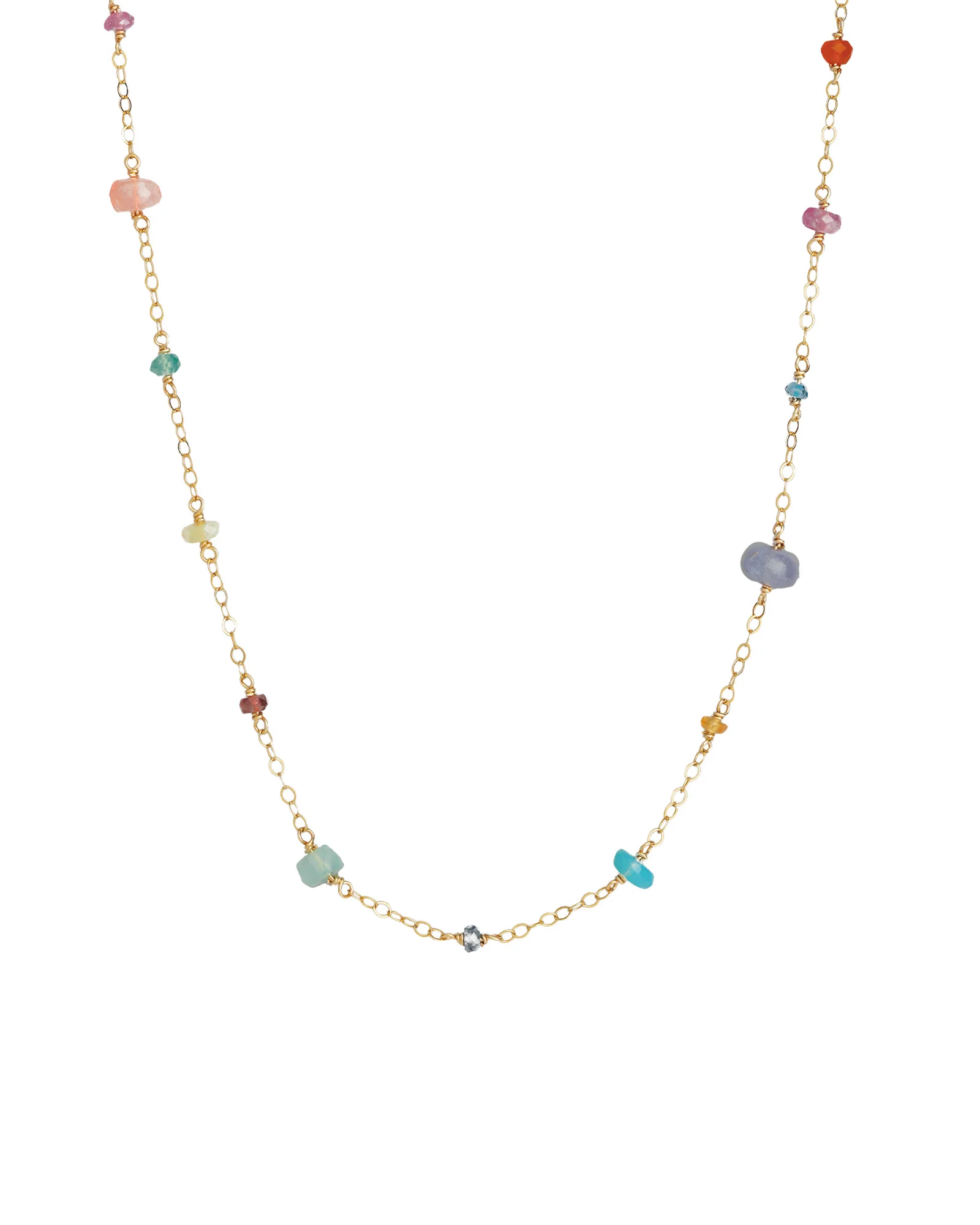 Mixed Shape Stone Station Necklace