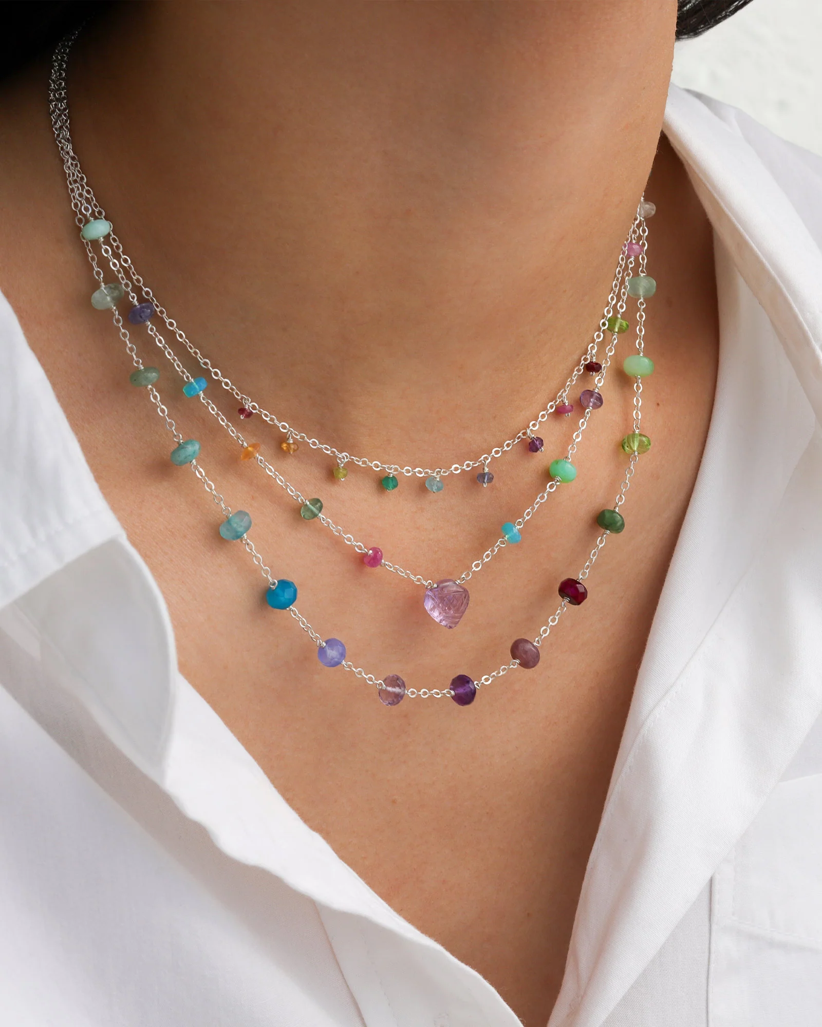 Stone Station Heart Necklace - Image 2