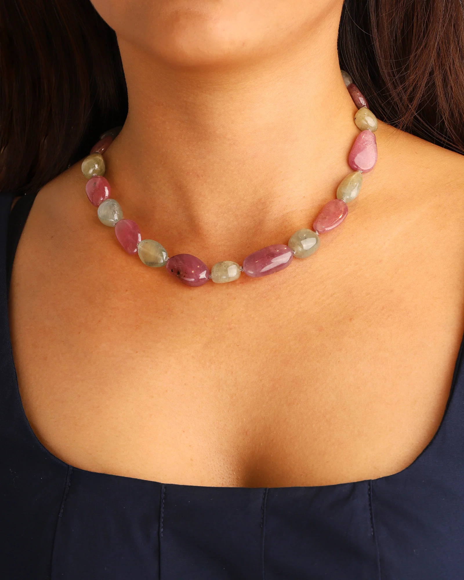 Multi Sapphire Beaded Necklace - Image 2