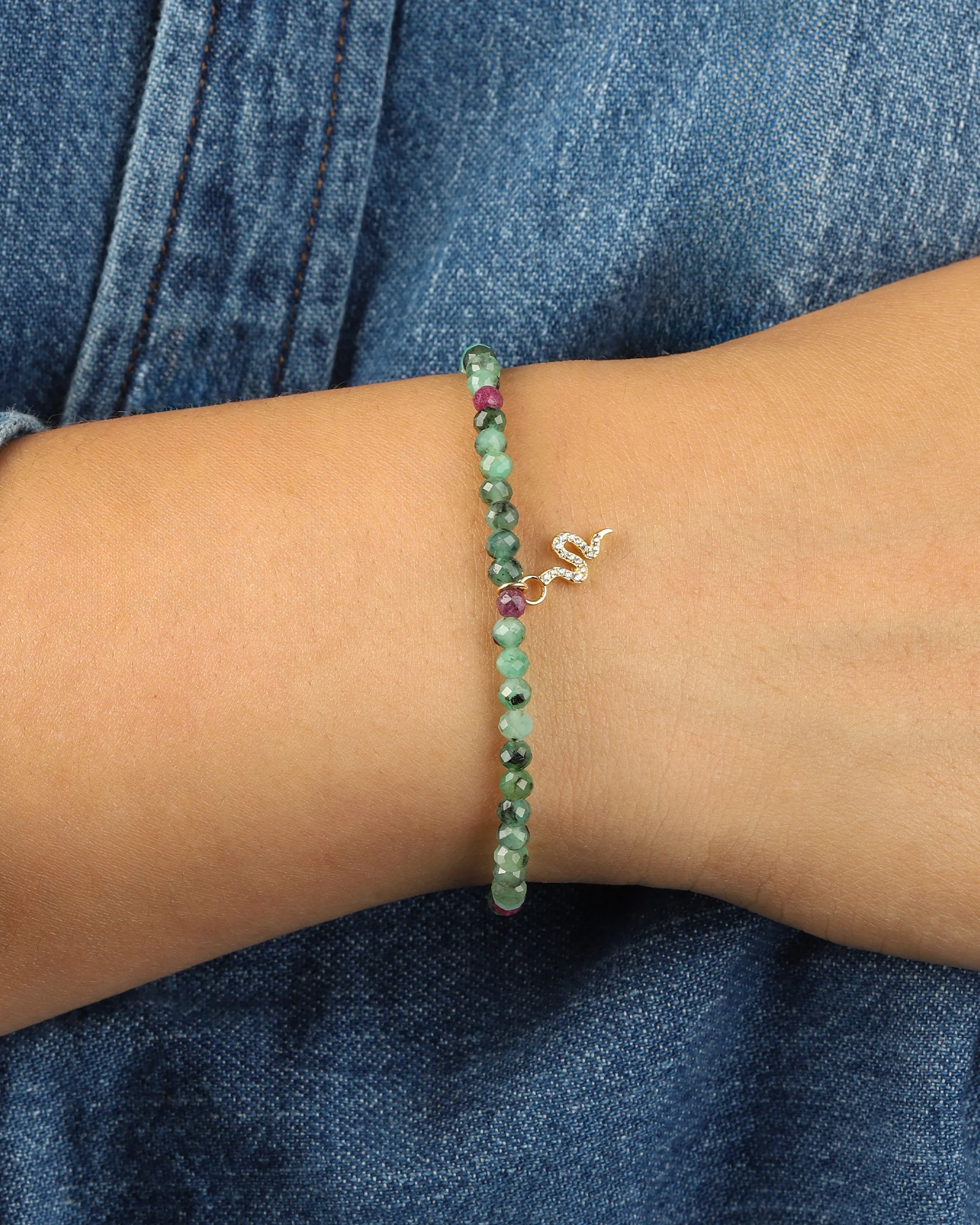 Snake Charm Ruby Zoisite Bracelet | 2.5-3mm - Image 2