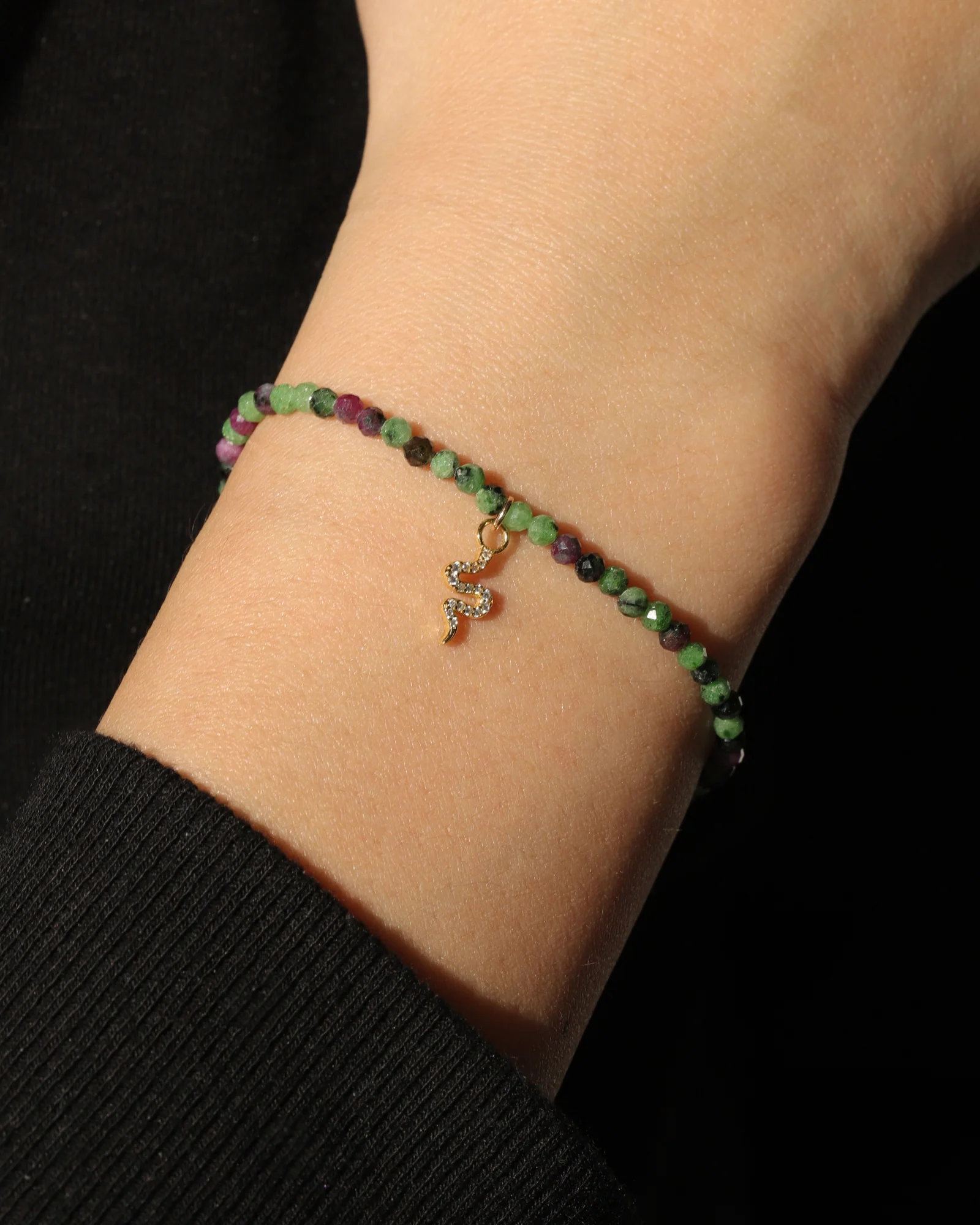 Snake Charm Ruby Zoisite Bracelet | 2.5-3mm - Image 3