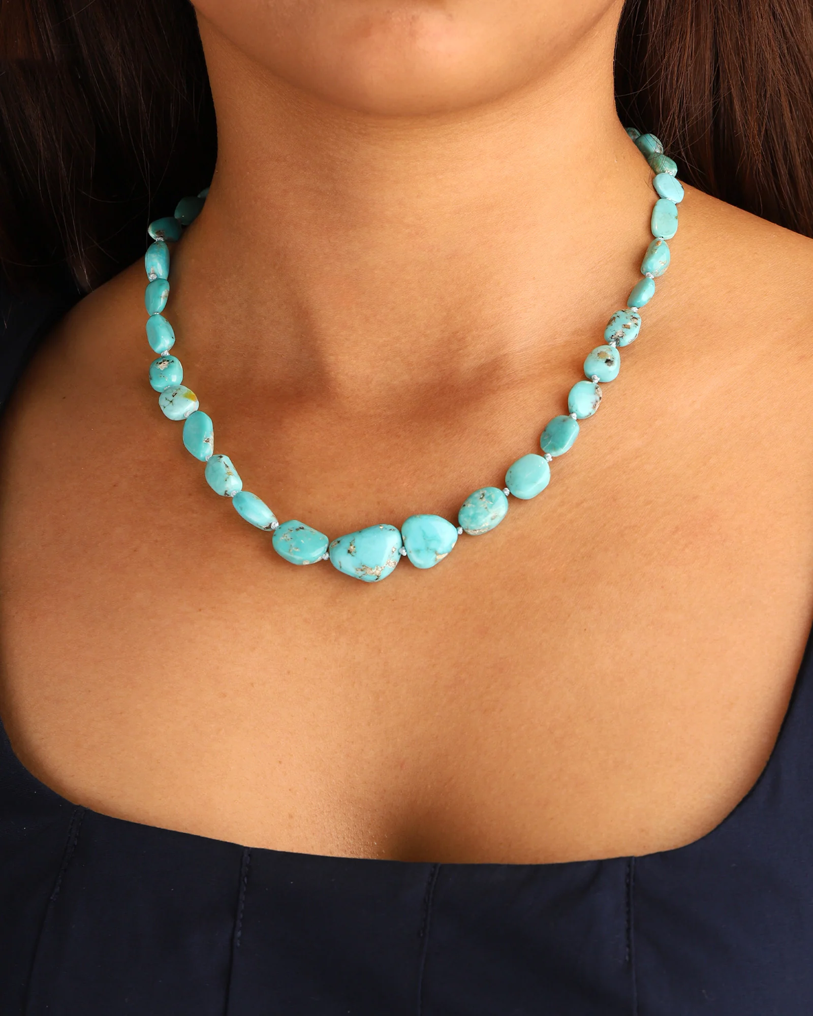 Turquoise Nugget Beaded Necklace - Image 2