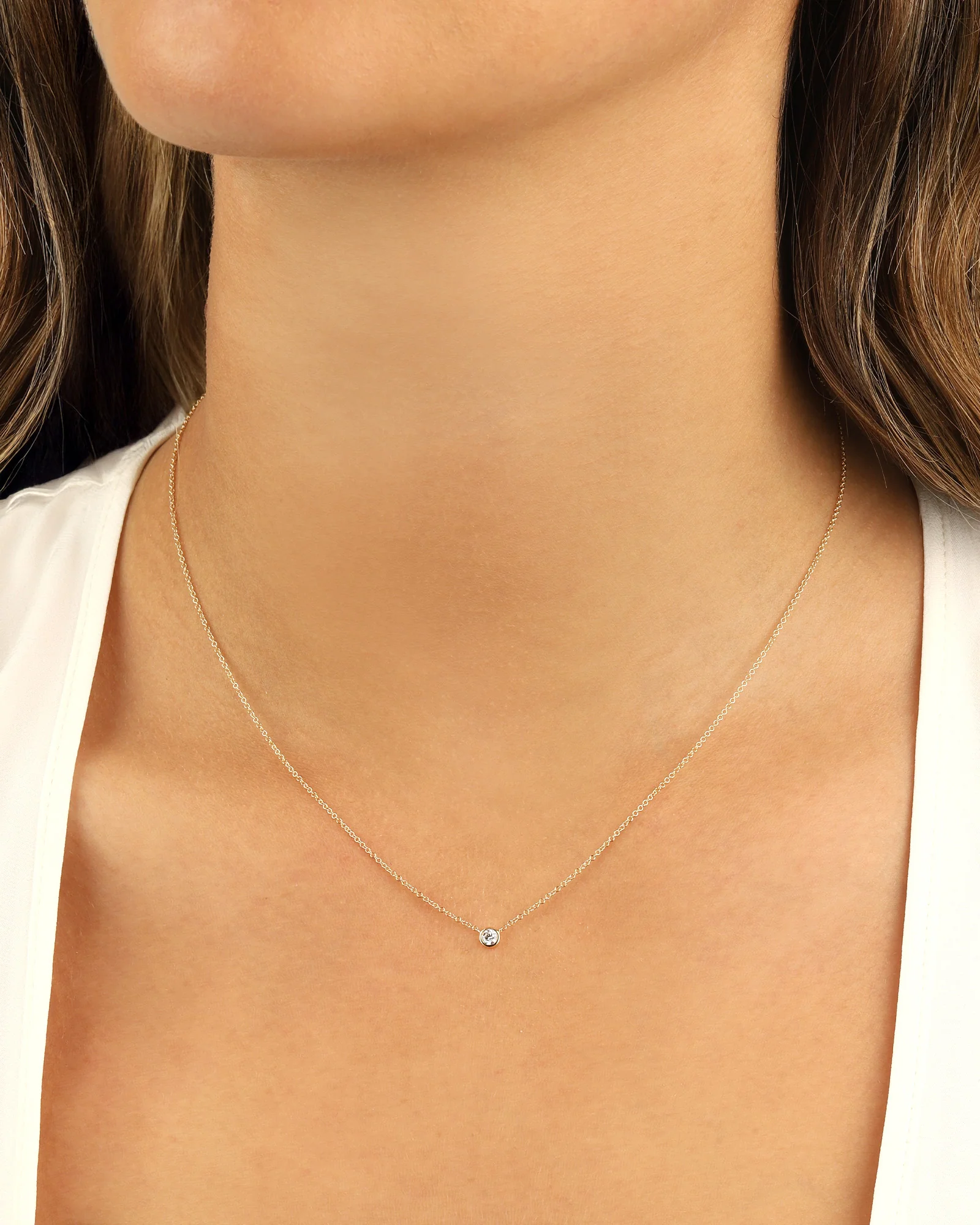 Bezel Diamond Floating Necklace - Image 2