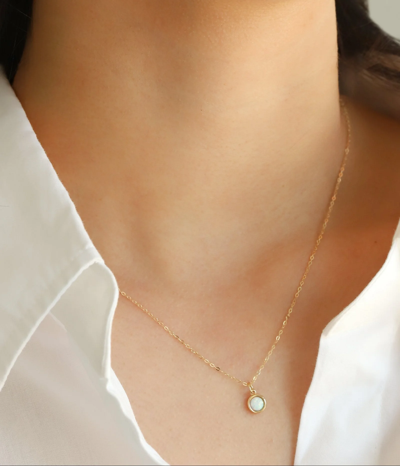 Bezel Opal Pendant Necklace - Image 2