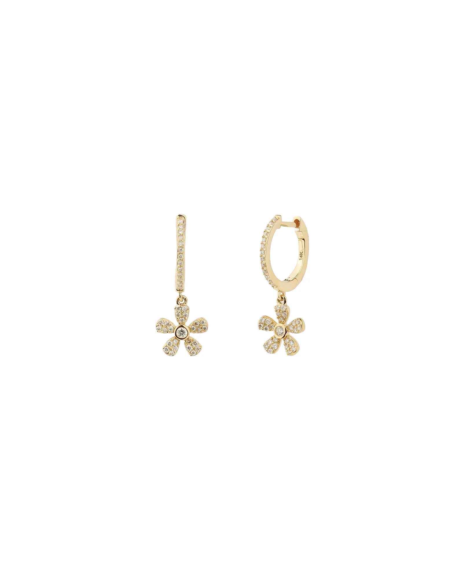 Flower Drop Pavé Huggies