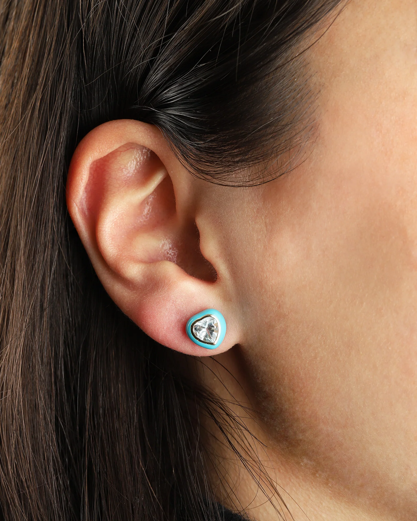 Heart Enamel Stone Studs - Image 2