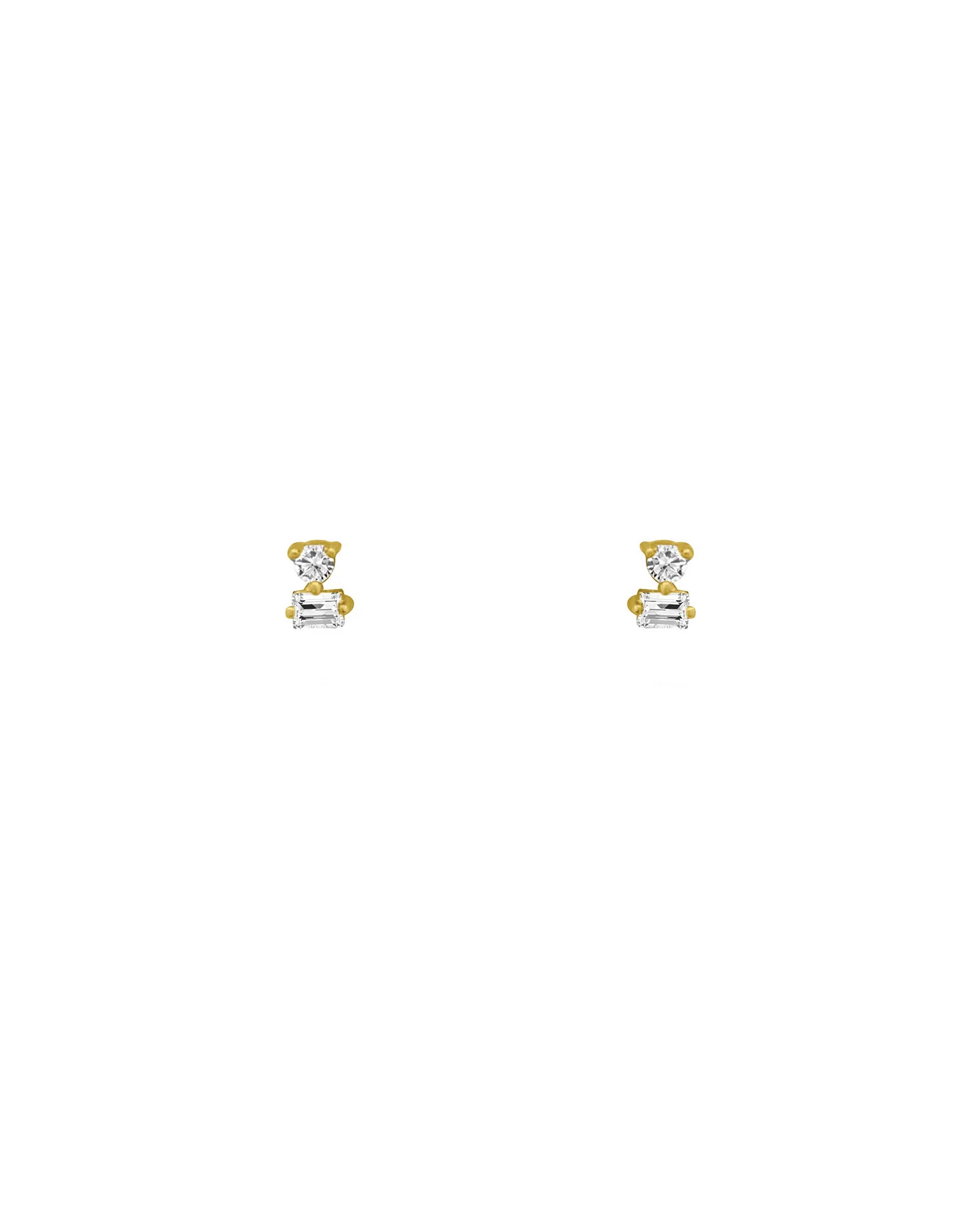 Rectangle Round Diamond Studs