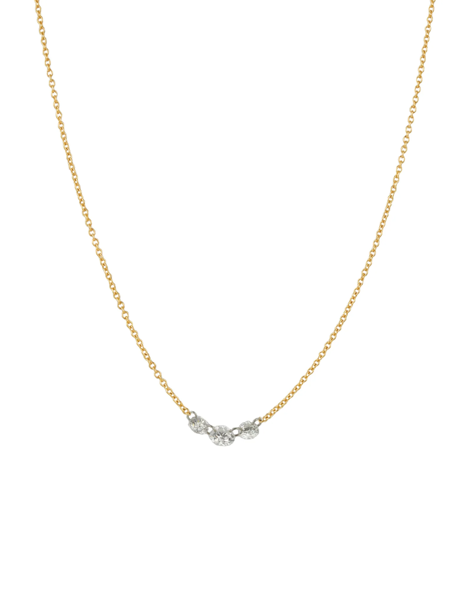 Three Gradual Diamond Floating Necklace