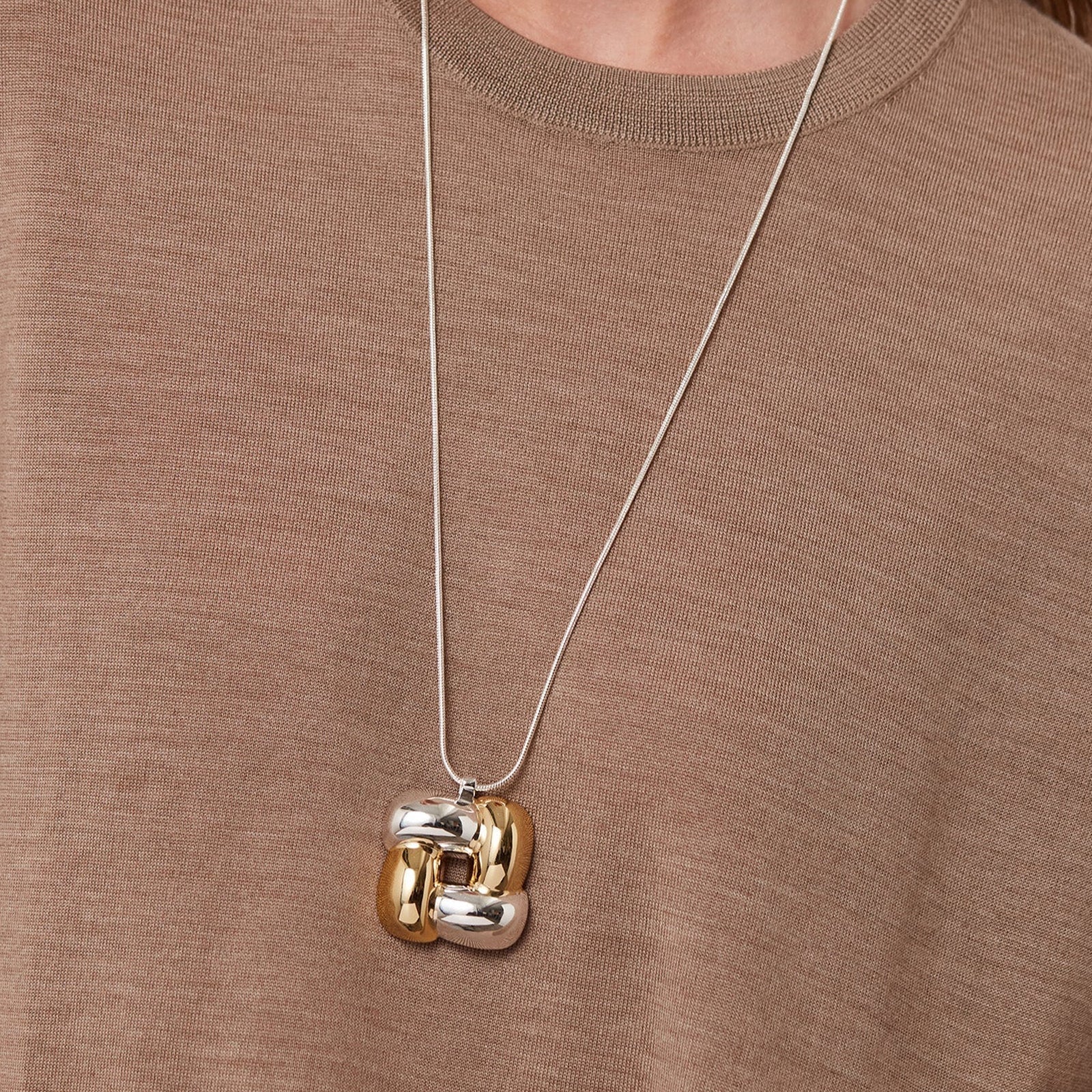 Woven Square Pendant Necklace - Image 2