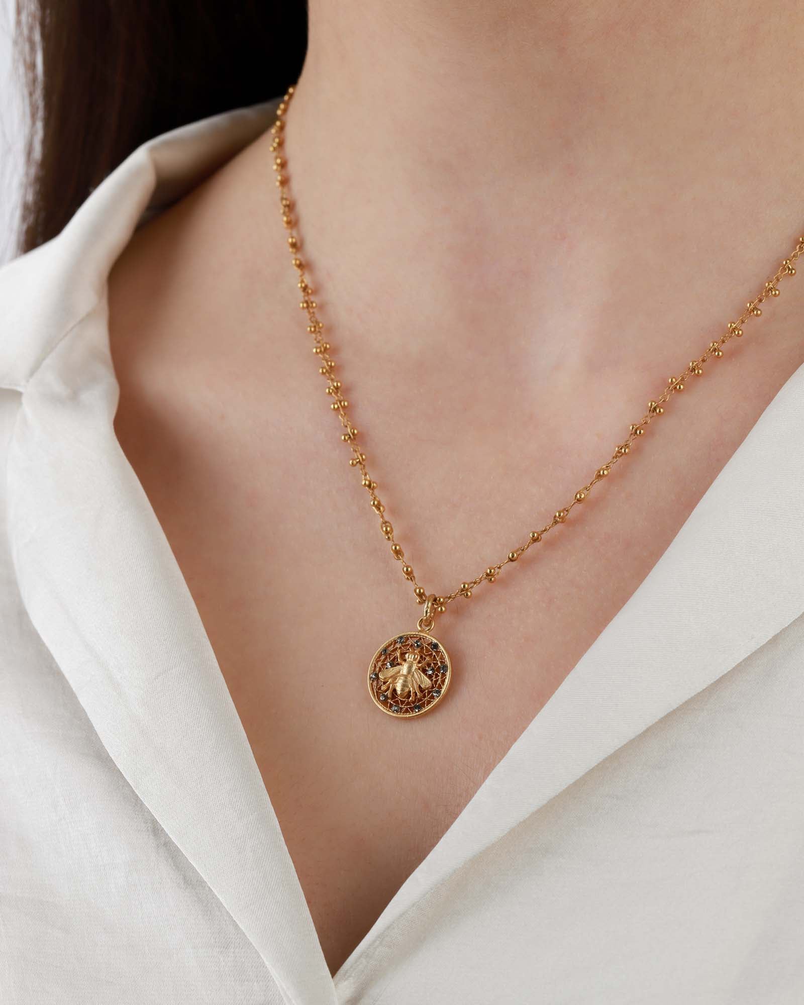 Filigree Round Bee Necklace - Image 3