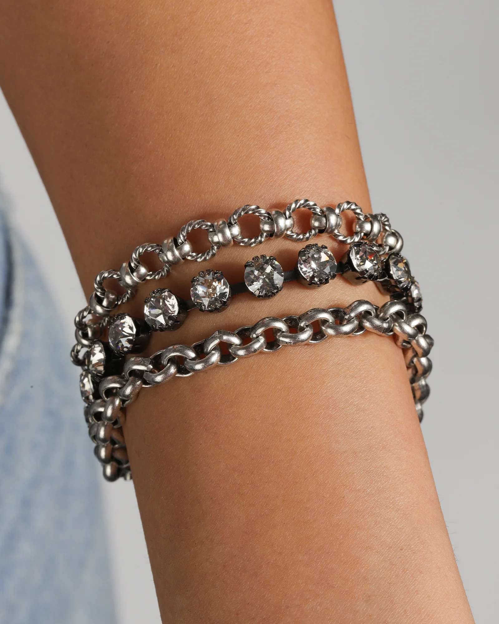 Mix Chain Crystal Bracelet - Image 2