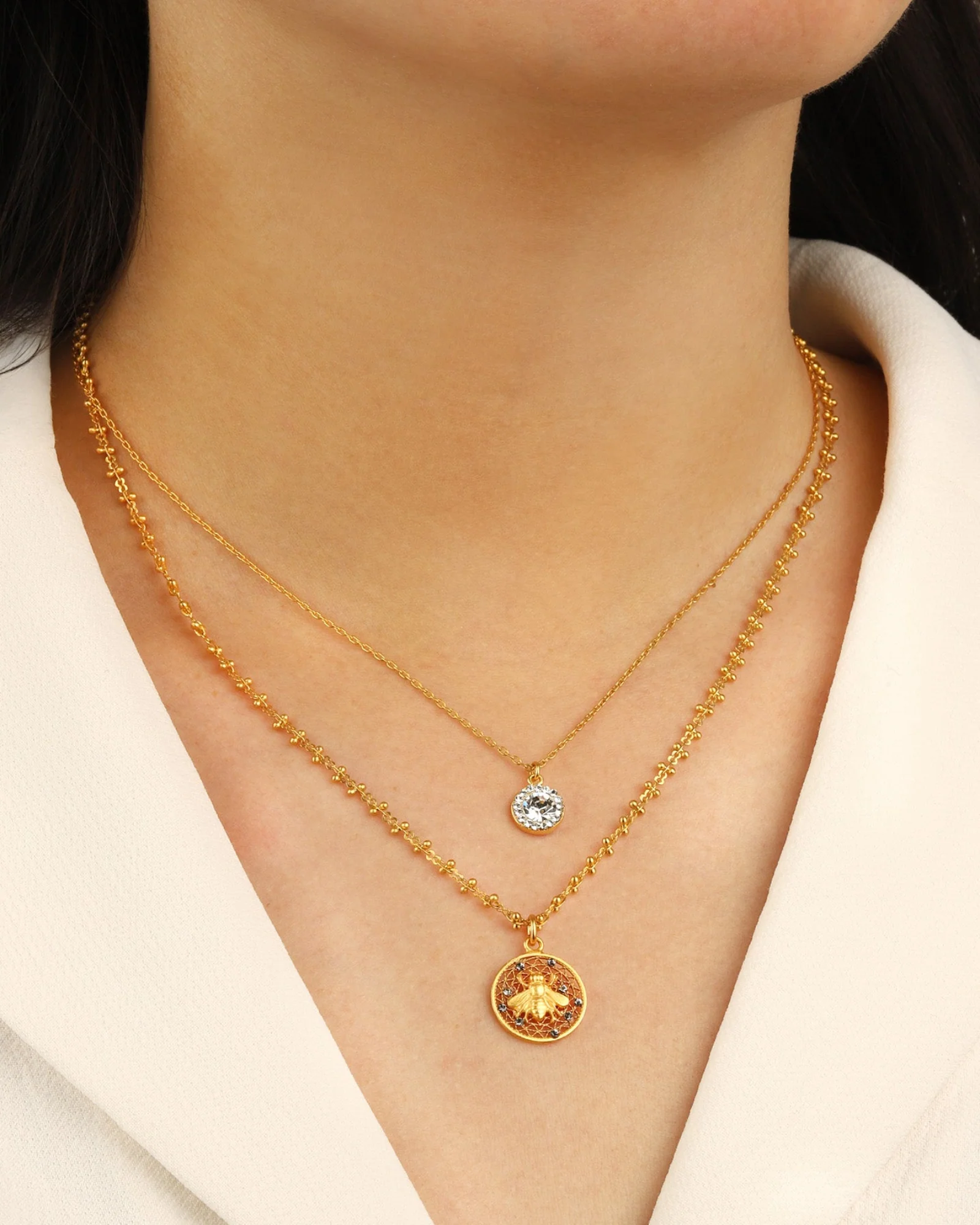 Round Pavé Halo Necklace - Image 2