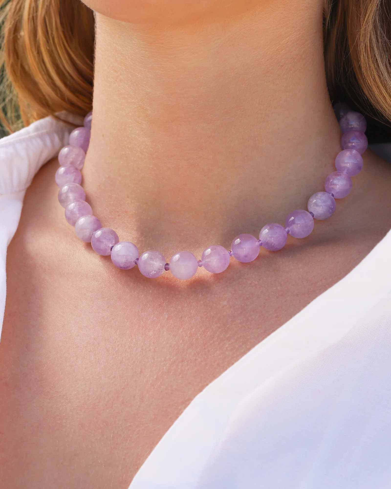 Light Amethyst Chunky Beaded Necklace | 12mm - Image 2