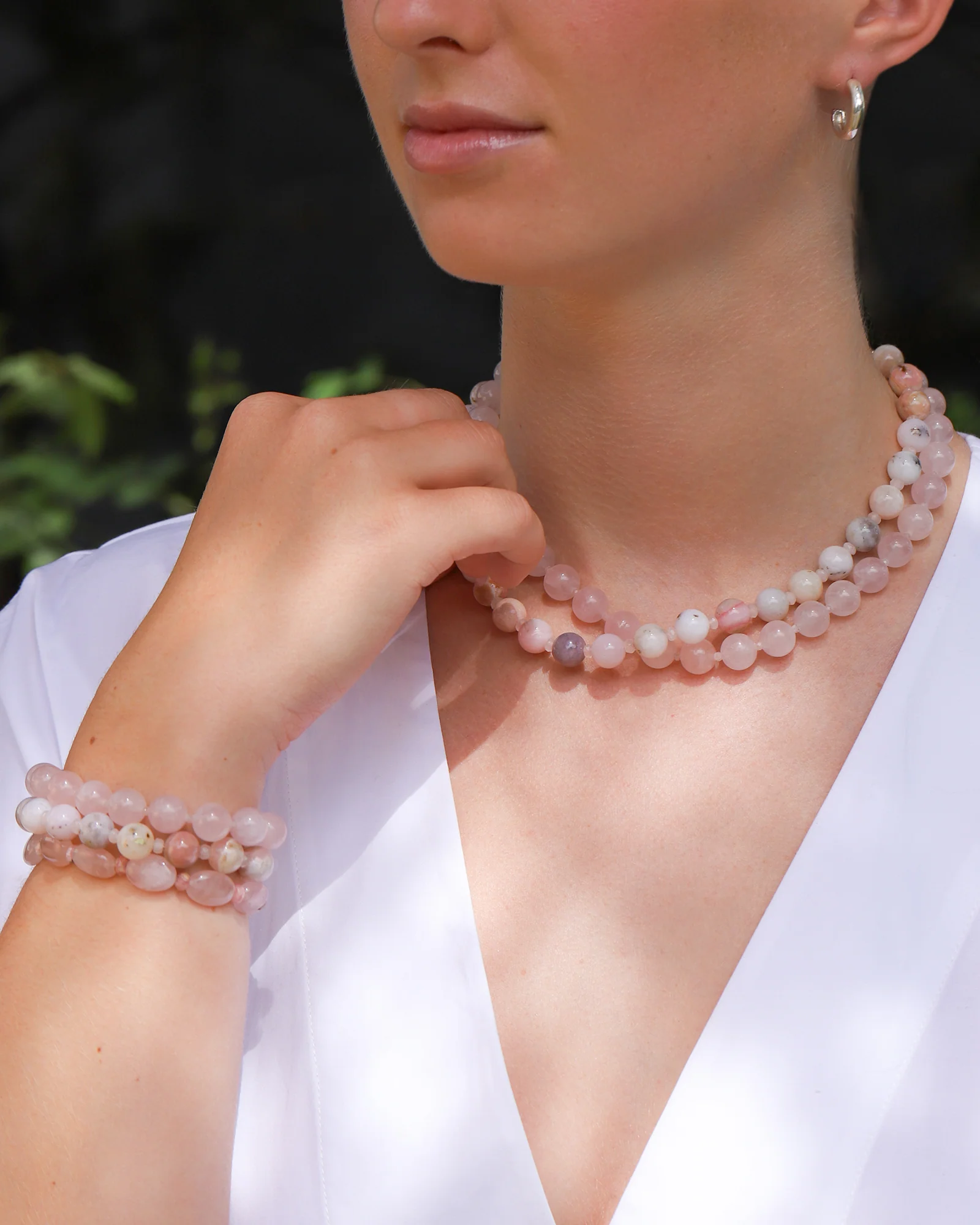 Rose Quartz Beaded Necklace | 10mm - Image 5