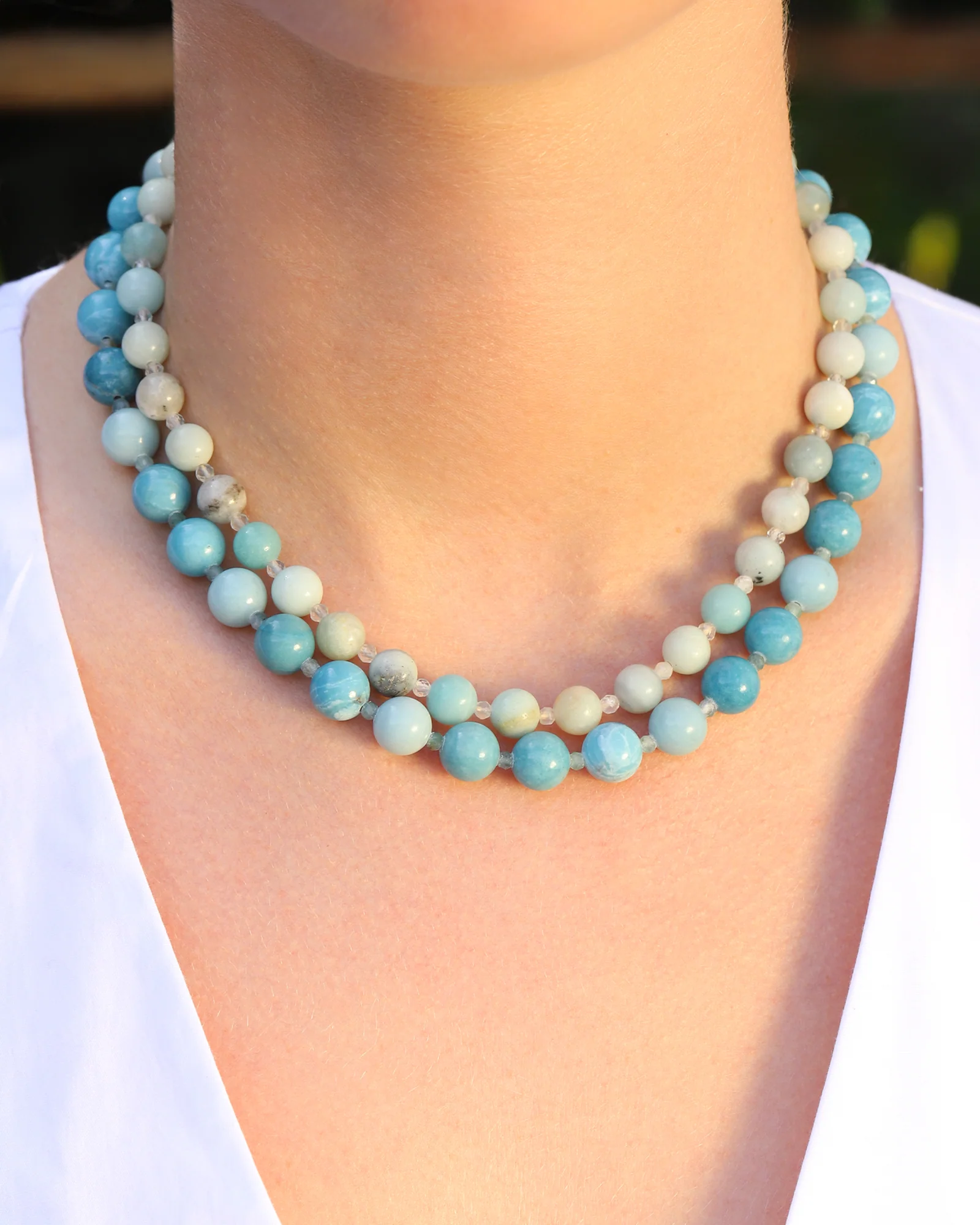 Larimar Beaded Necklace | 10mm - Image 4