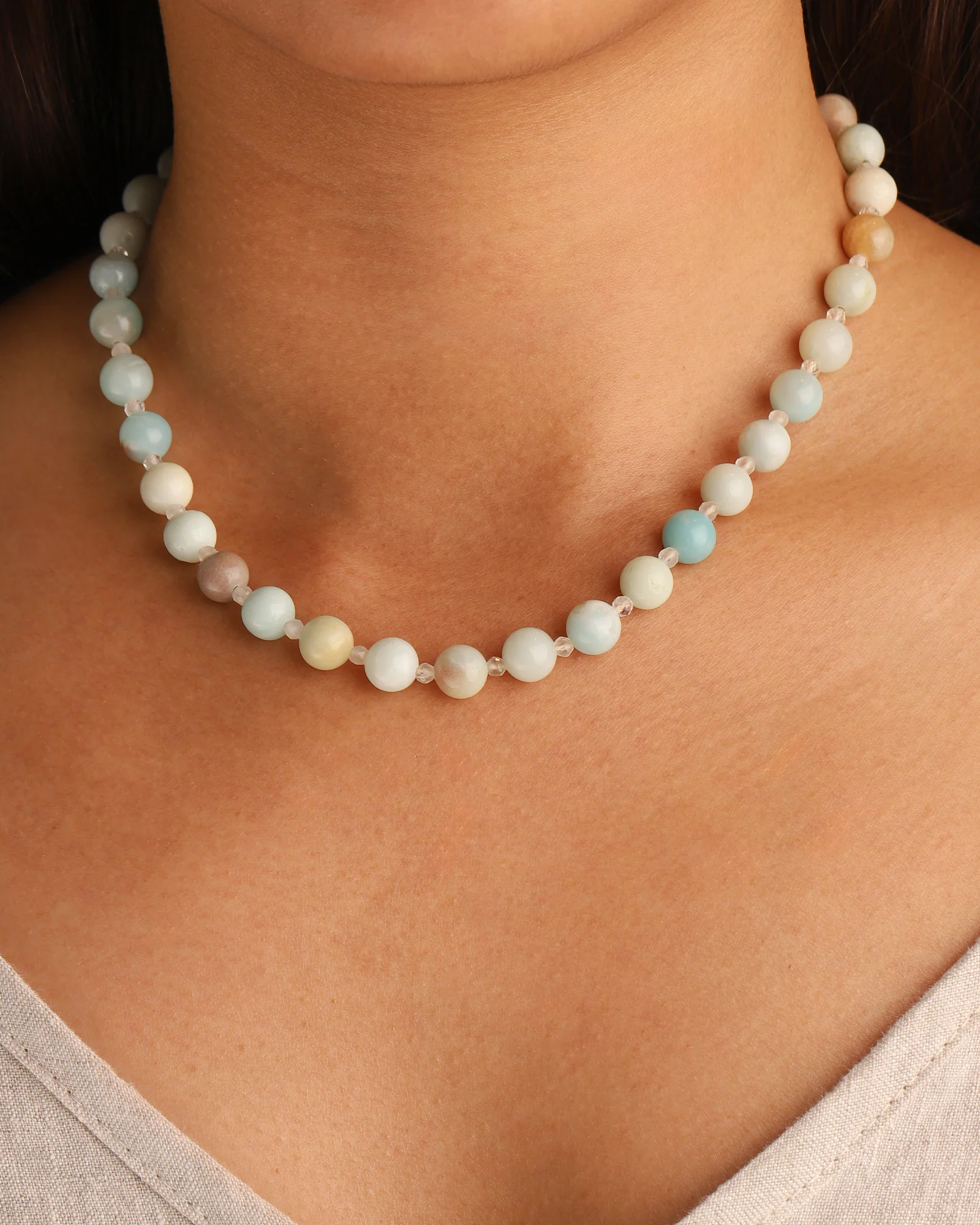 Multi Amazonite Beaded Necklace | 8mm - Image 2