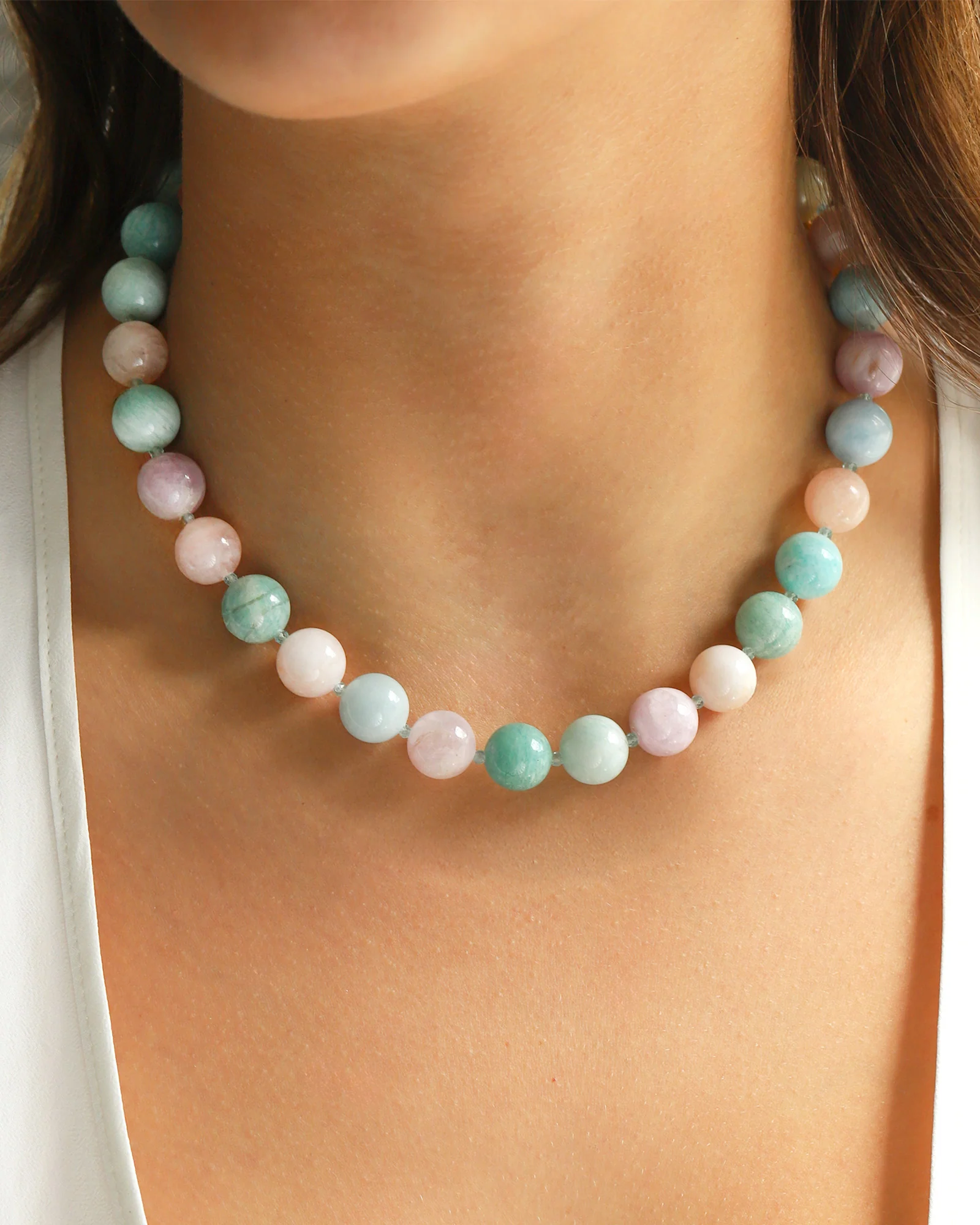 Cotton Candy Chunky Beaded Necklace | 12mm - Image 2