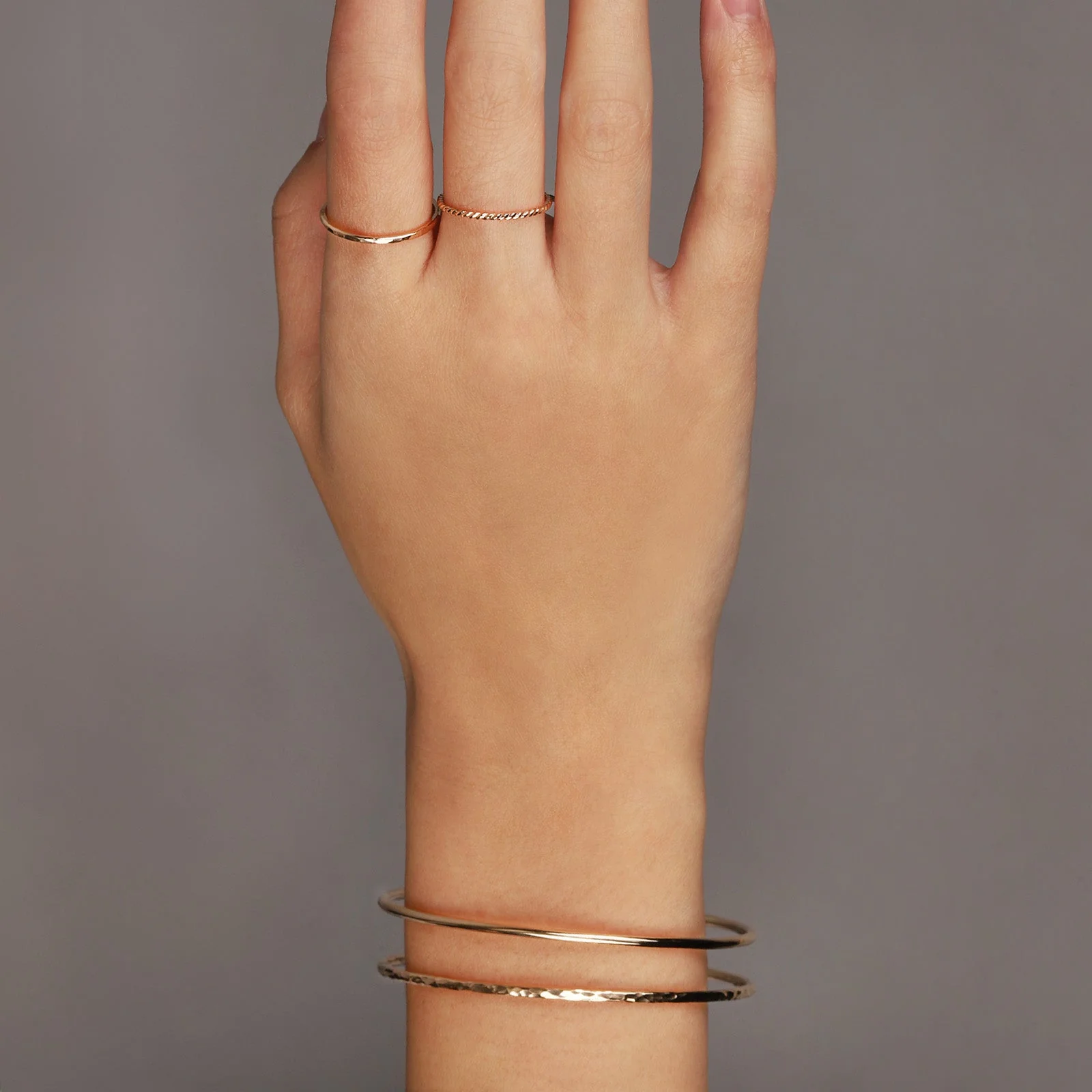 Hammer Textured Stacking Bangle - Image 2