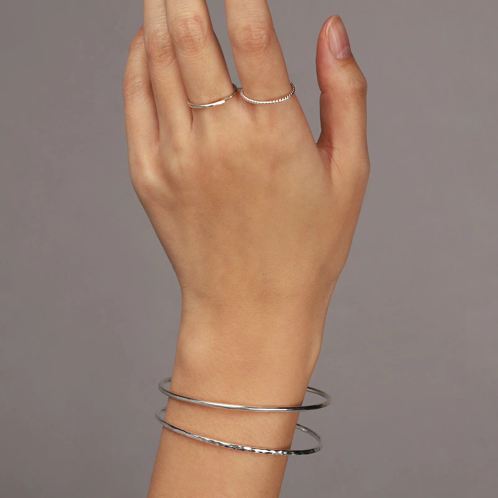 Hammer Textured Stacking Bangle - Image 2