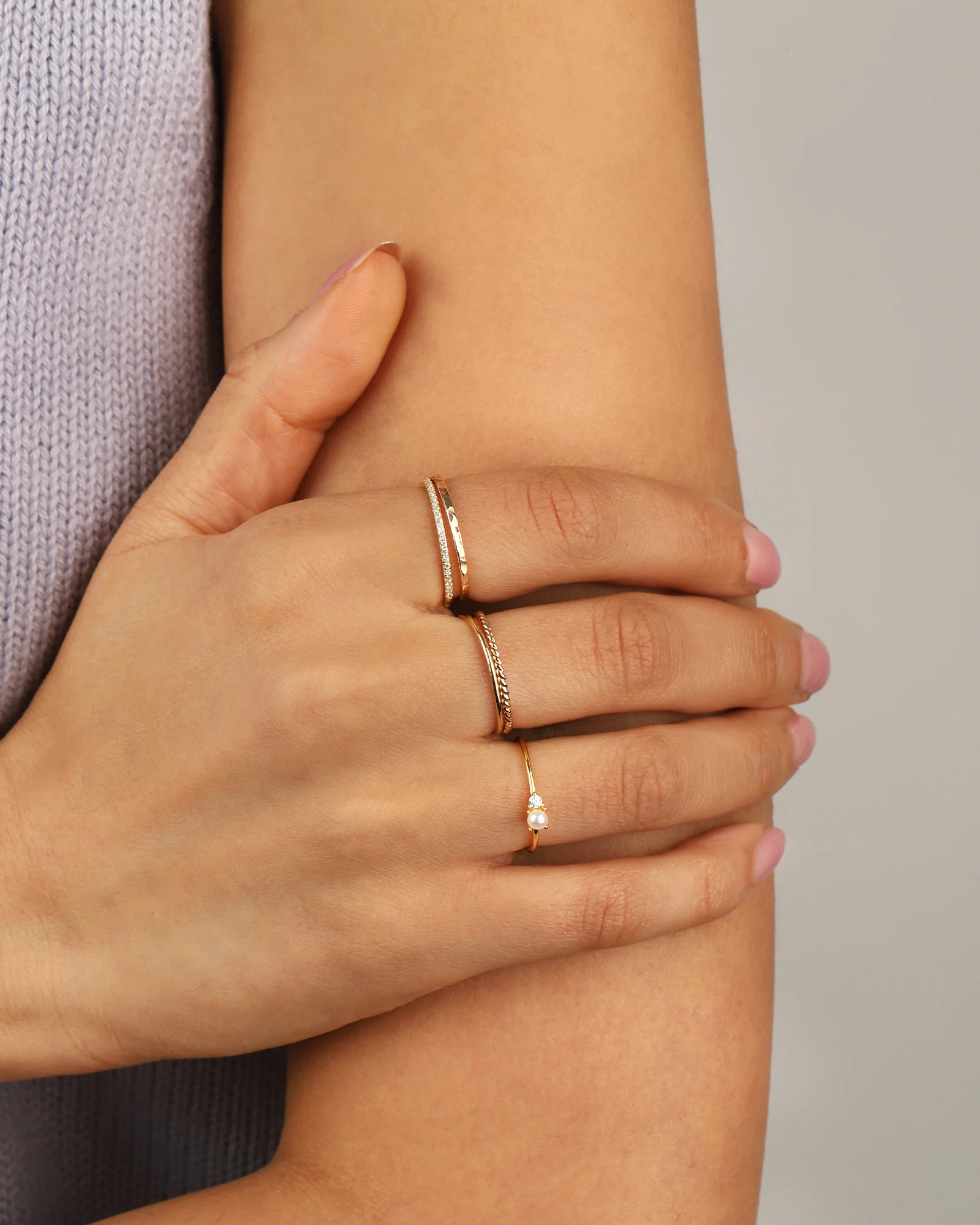 Hammer Textured Stacking Ring - Image 2