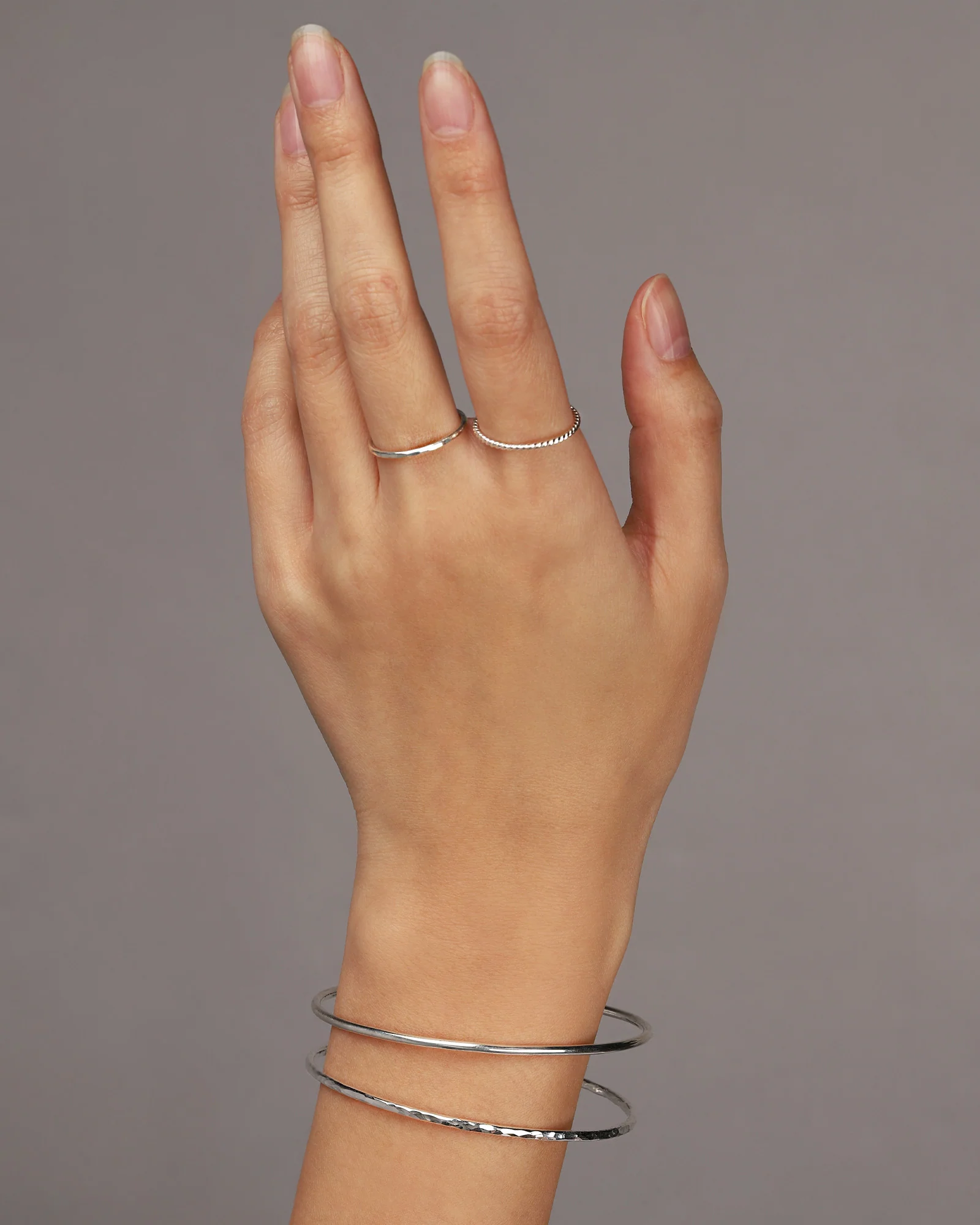 Hammer Textured Stacking Ring - Image 3